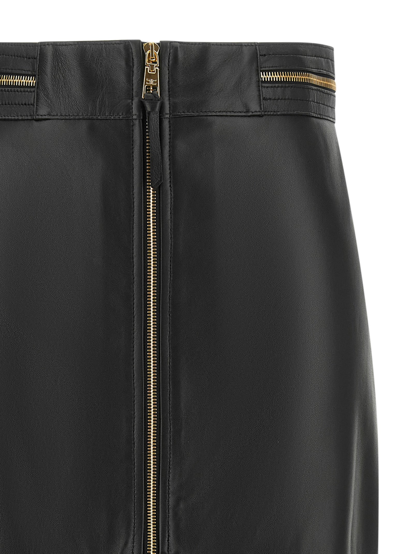 Elisabetta Franchi Schwarzer Midirock aus Lammleder