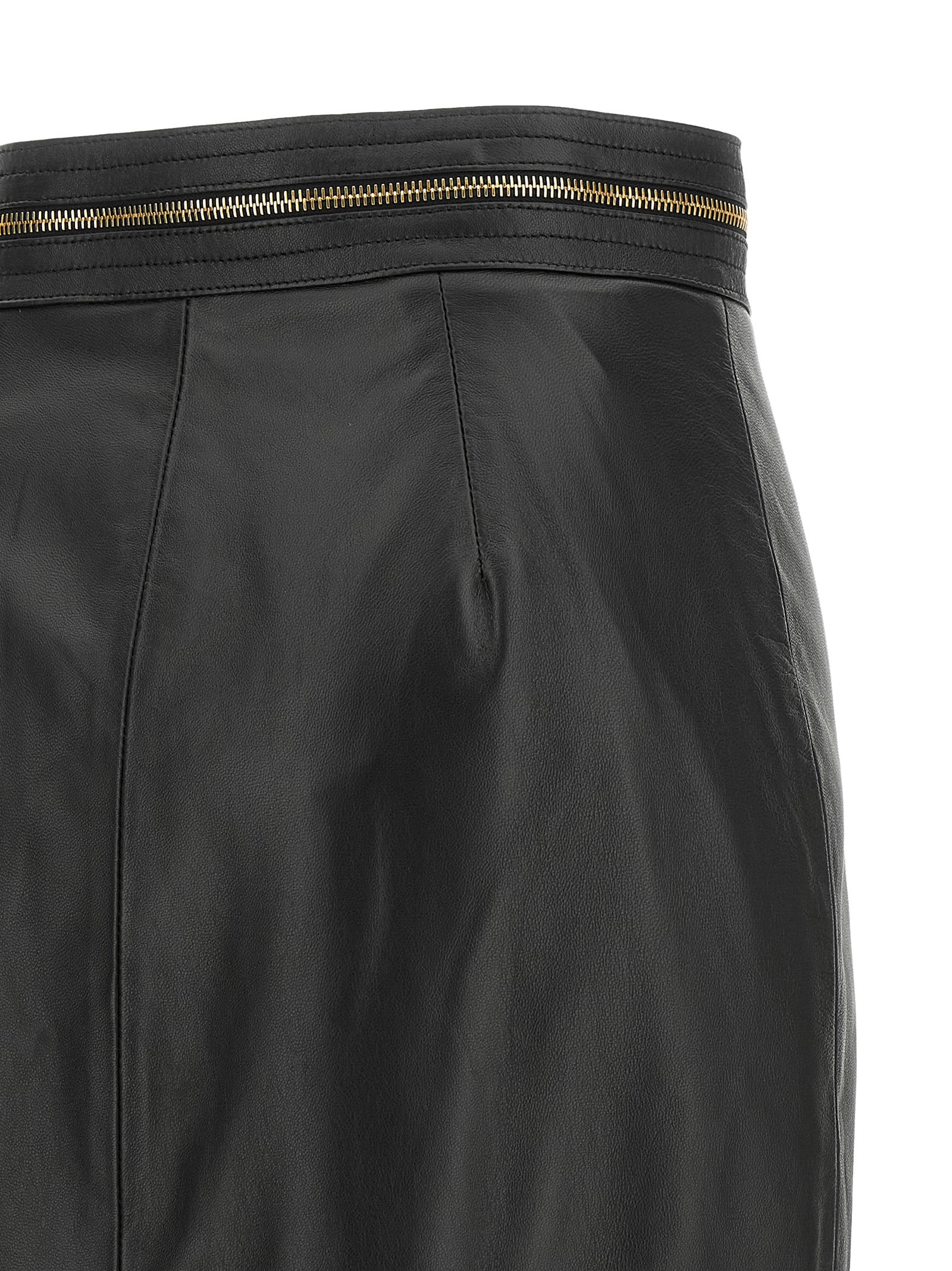 Elisabetta Franchi Schwarzer Midirock aus Lammleder