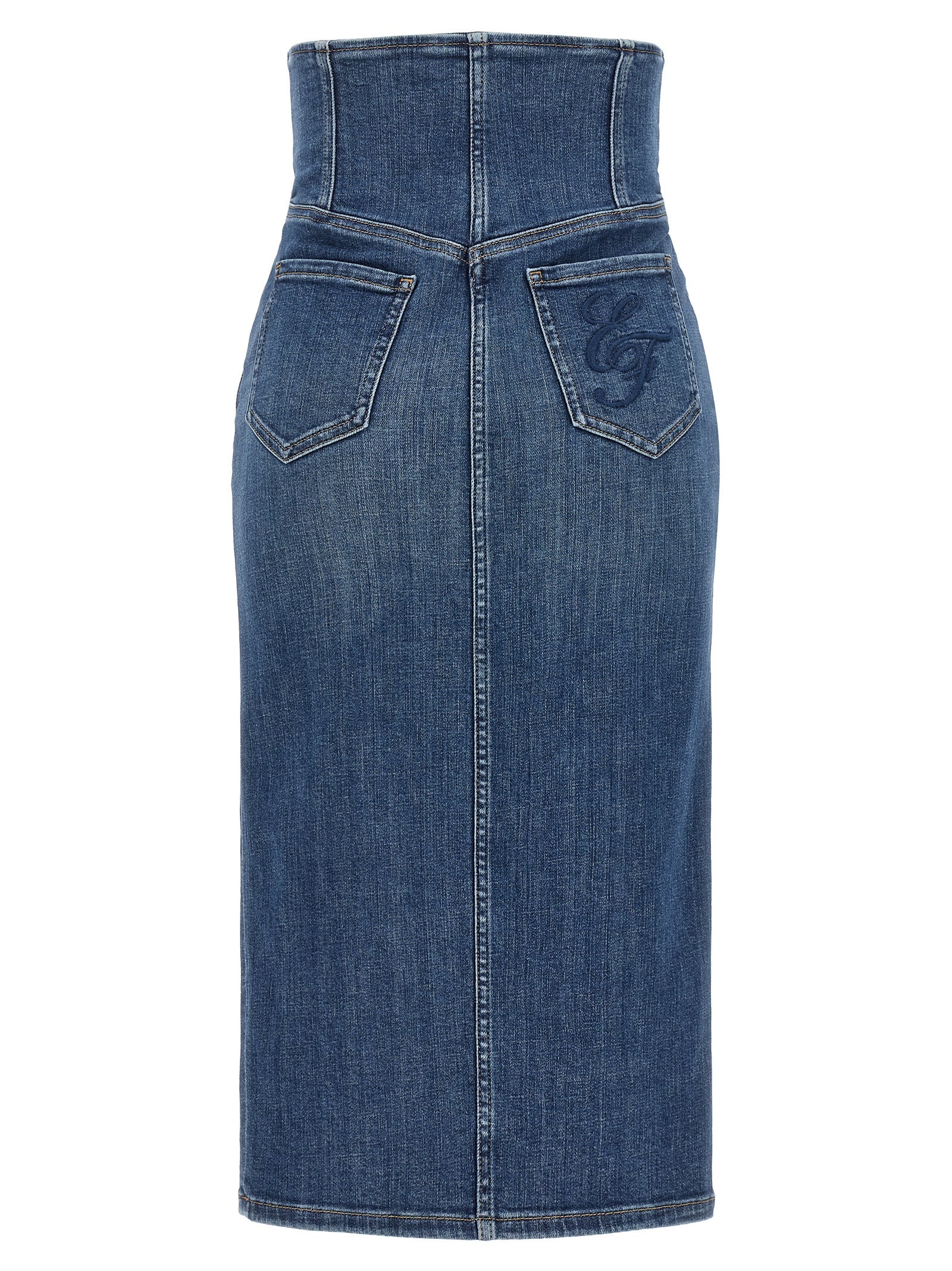 Elisabetta Franchi Blaue Baumwoll-Midirock