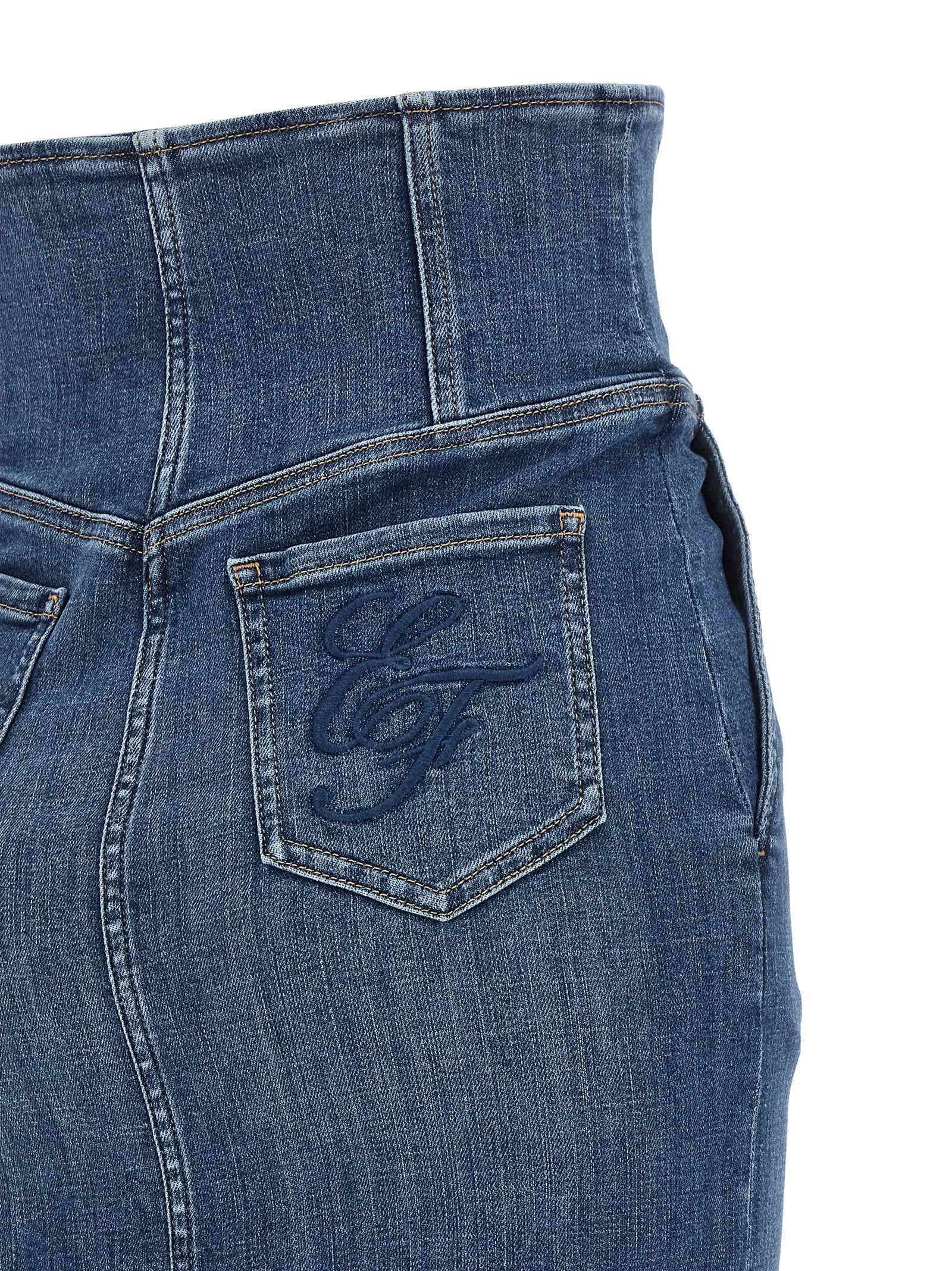 Elisabetta Franchi Blaue Baumwoll-Midirock