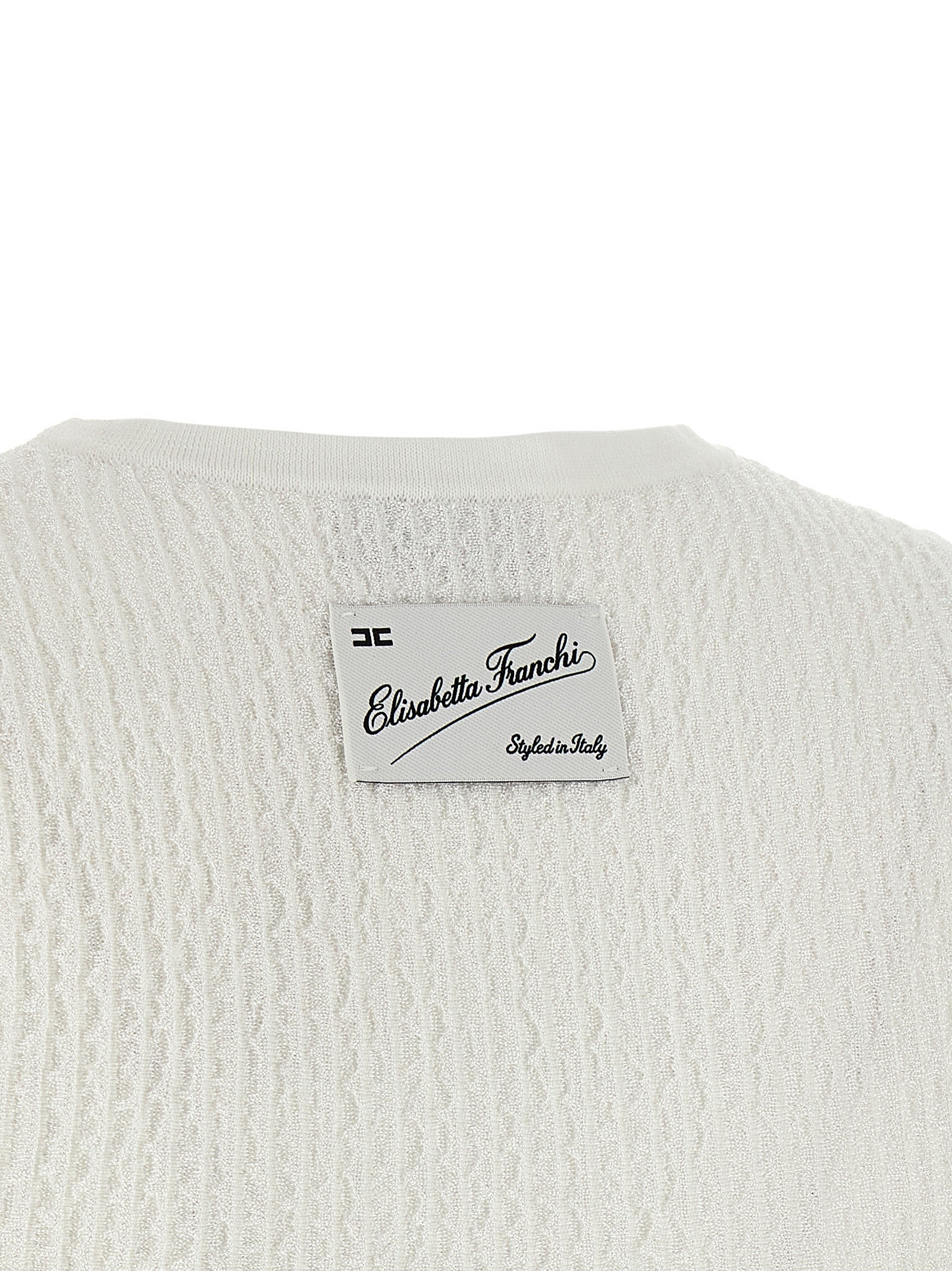 Elisabetta Franchi Weißes ärmelloses T-Shirt aus Viskose