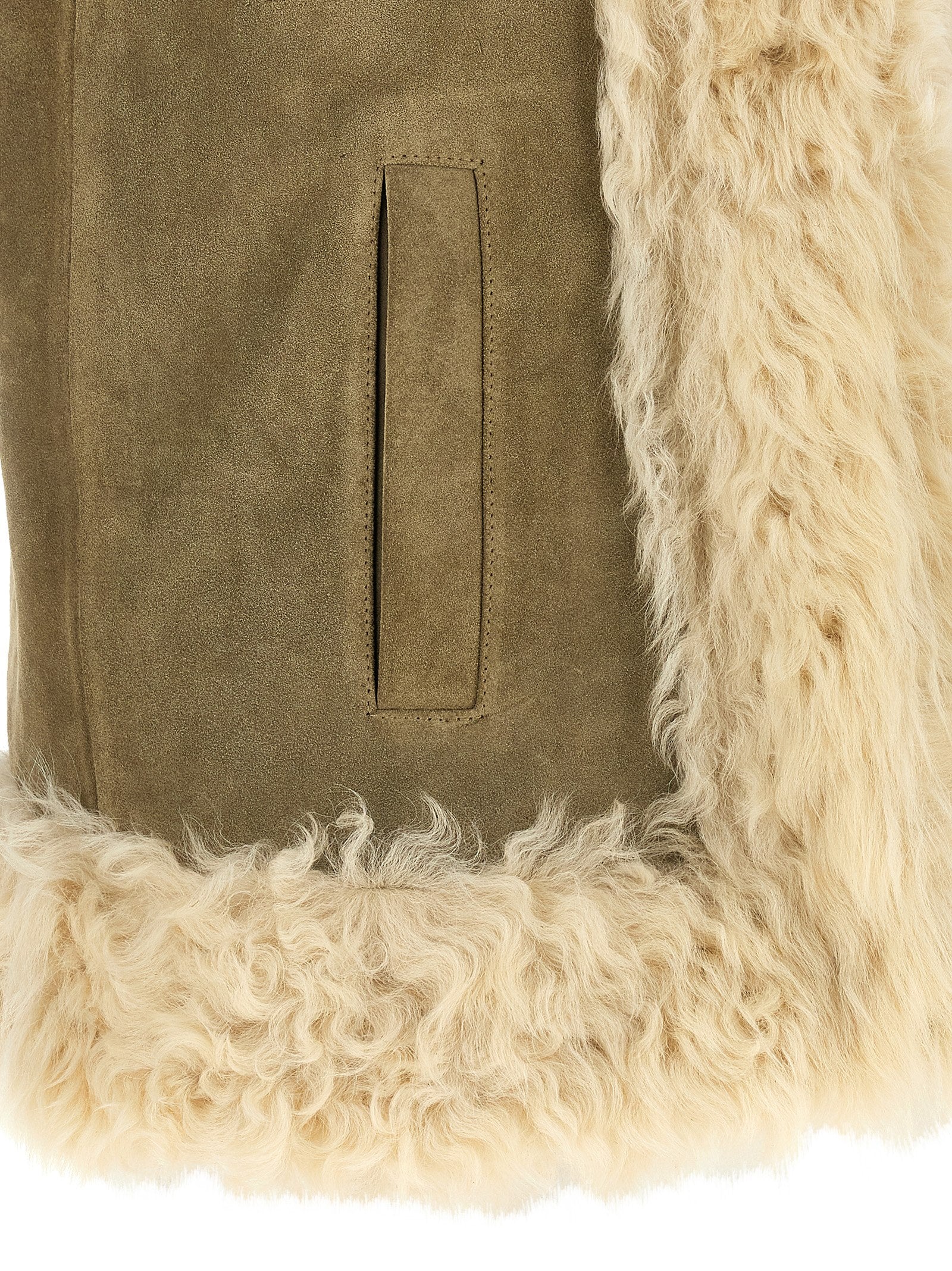 Etro Ärmellose Jacke aus beigem Lammfell