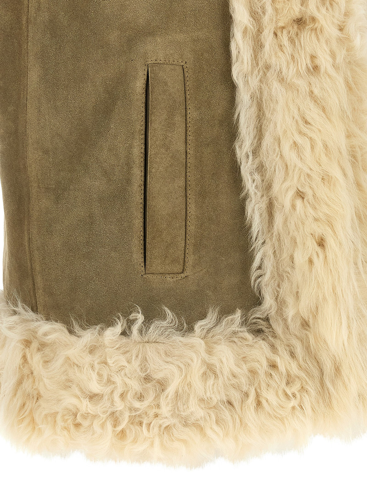 Etro Ärmellose Jacke aus beigem Lammfell