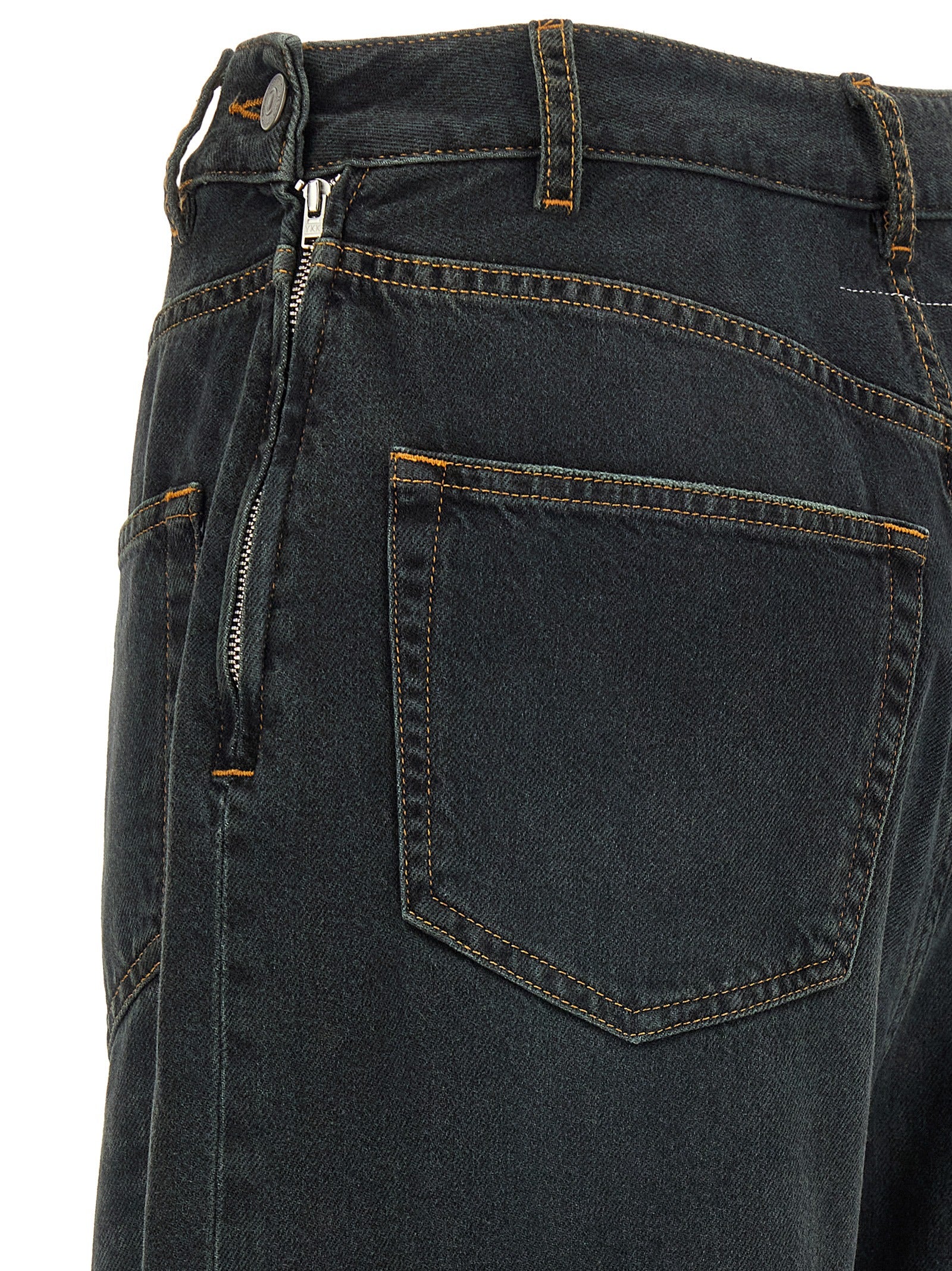 MM6 Maison Margiela Blaue Baumwoll-Jeans mit ausgestelltem Bein