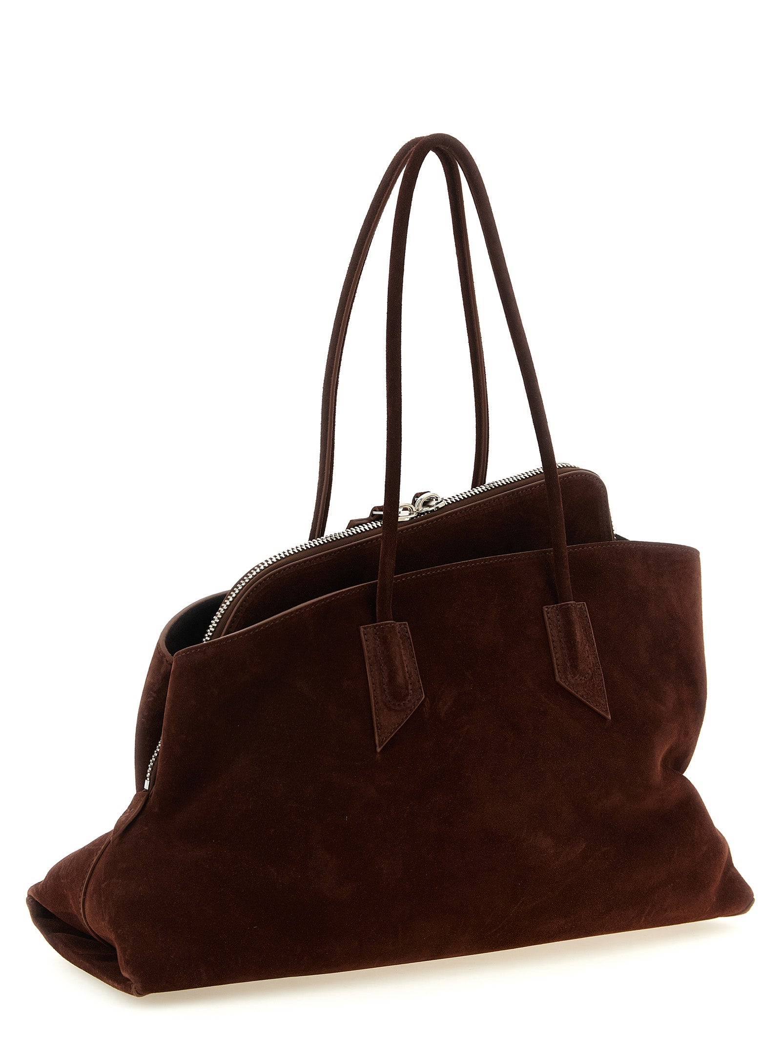 The Attico Schultertasche aus braunem Kalbsleder