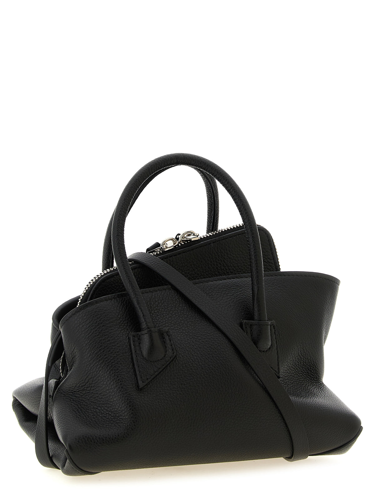 The Attico Handtasche aus schwarzem Rindsleder