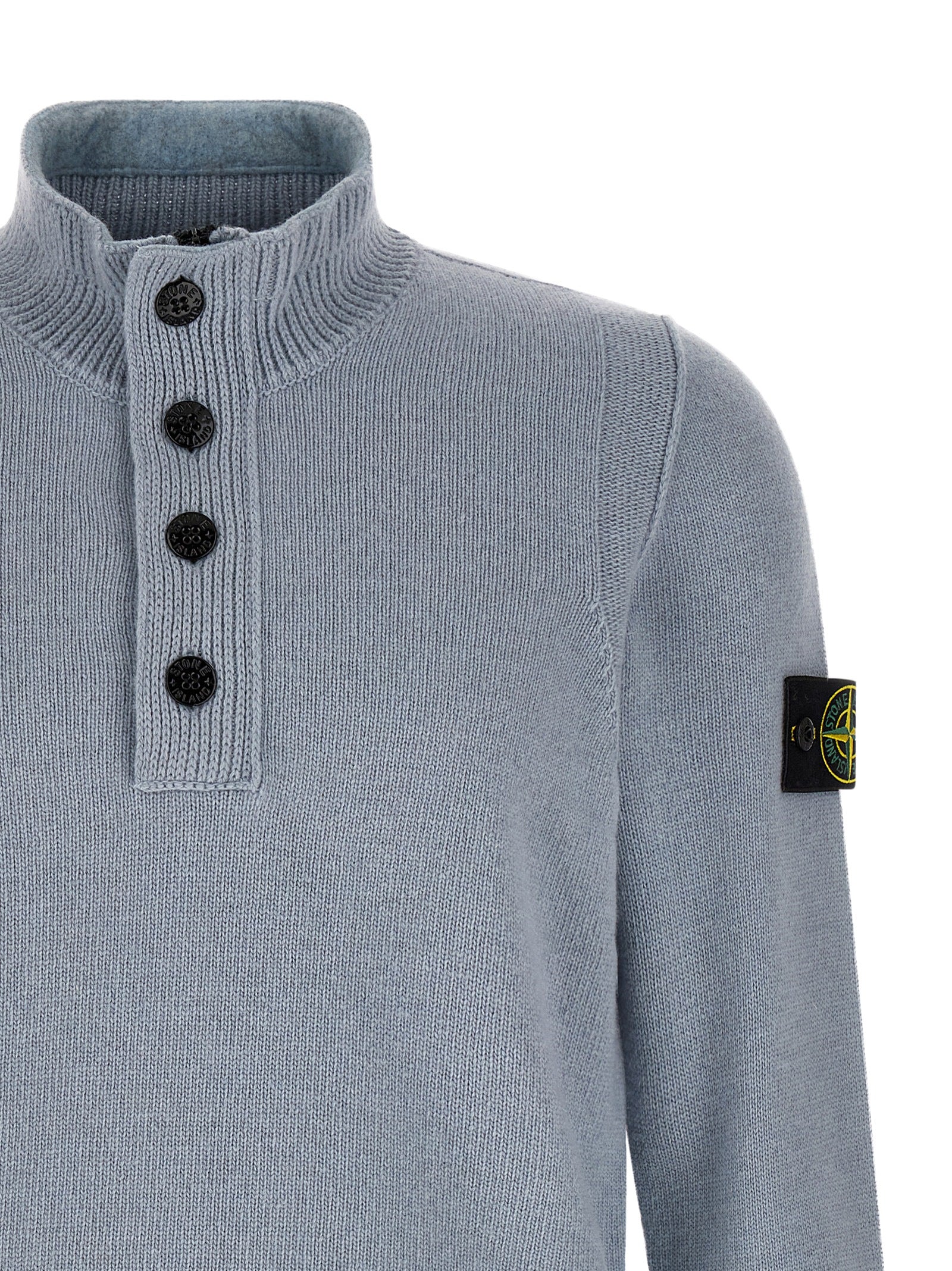 Stone Island Blauer Cardigan aus Schurwolle