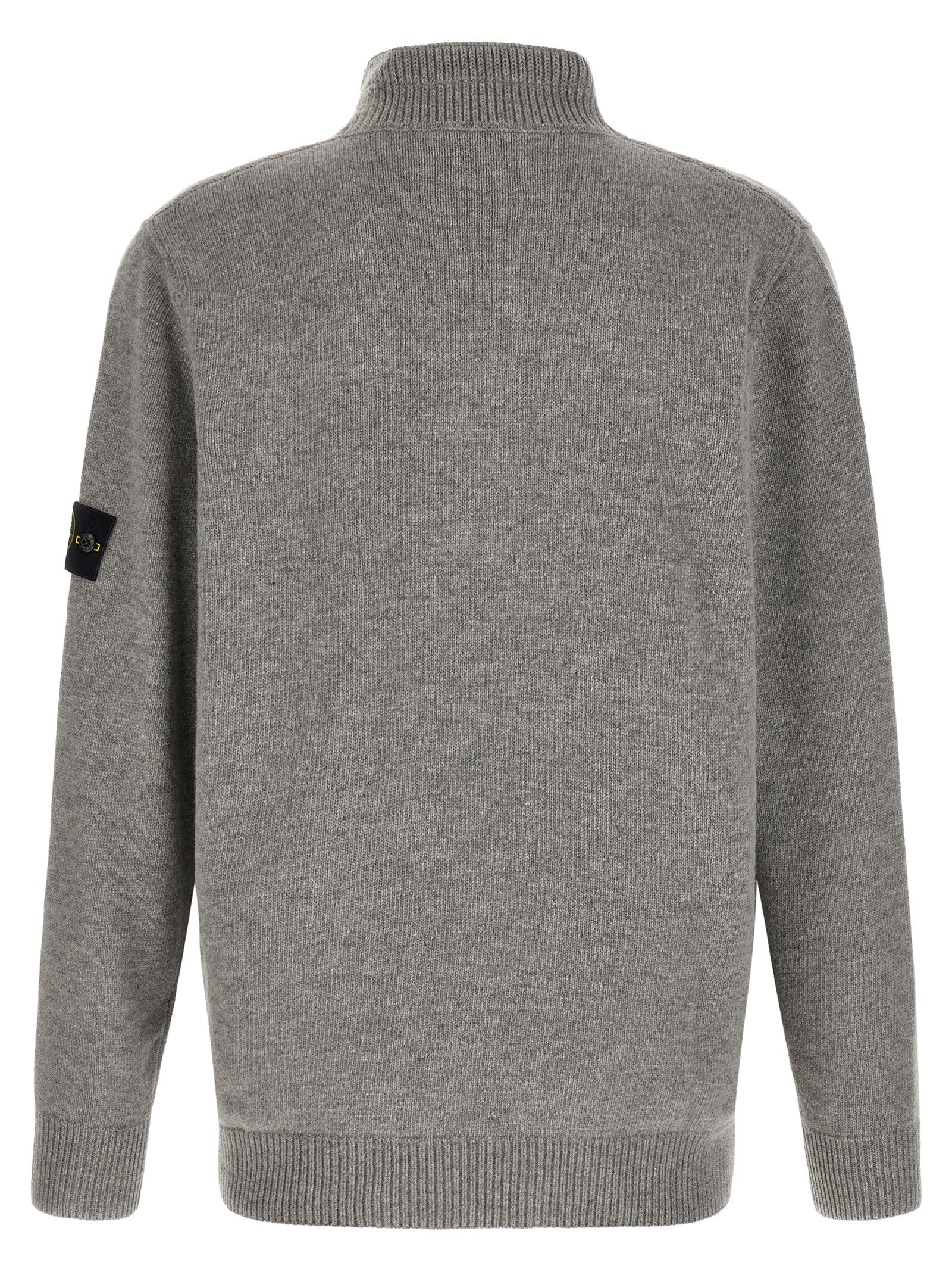 Stone Island Grauer Cardigan aus reiner Schurwolle
