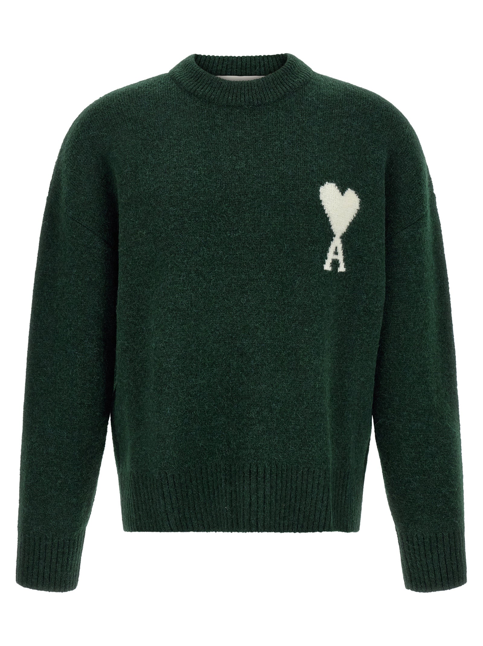 Ami Paris Zweifarbige Alpaka-Leder-Strickjacke