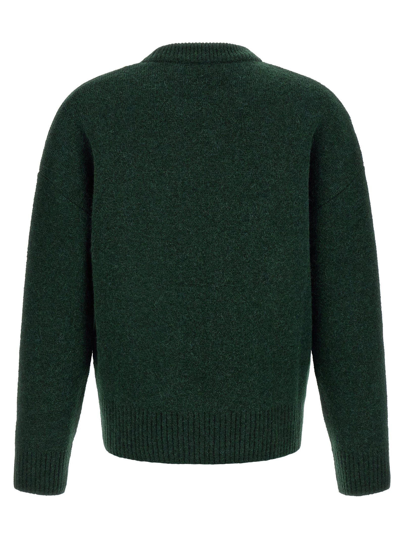 Ami Paris Zweifarbige Alpaka-Leder-Strickjacke