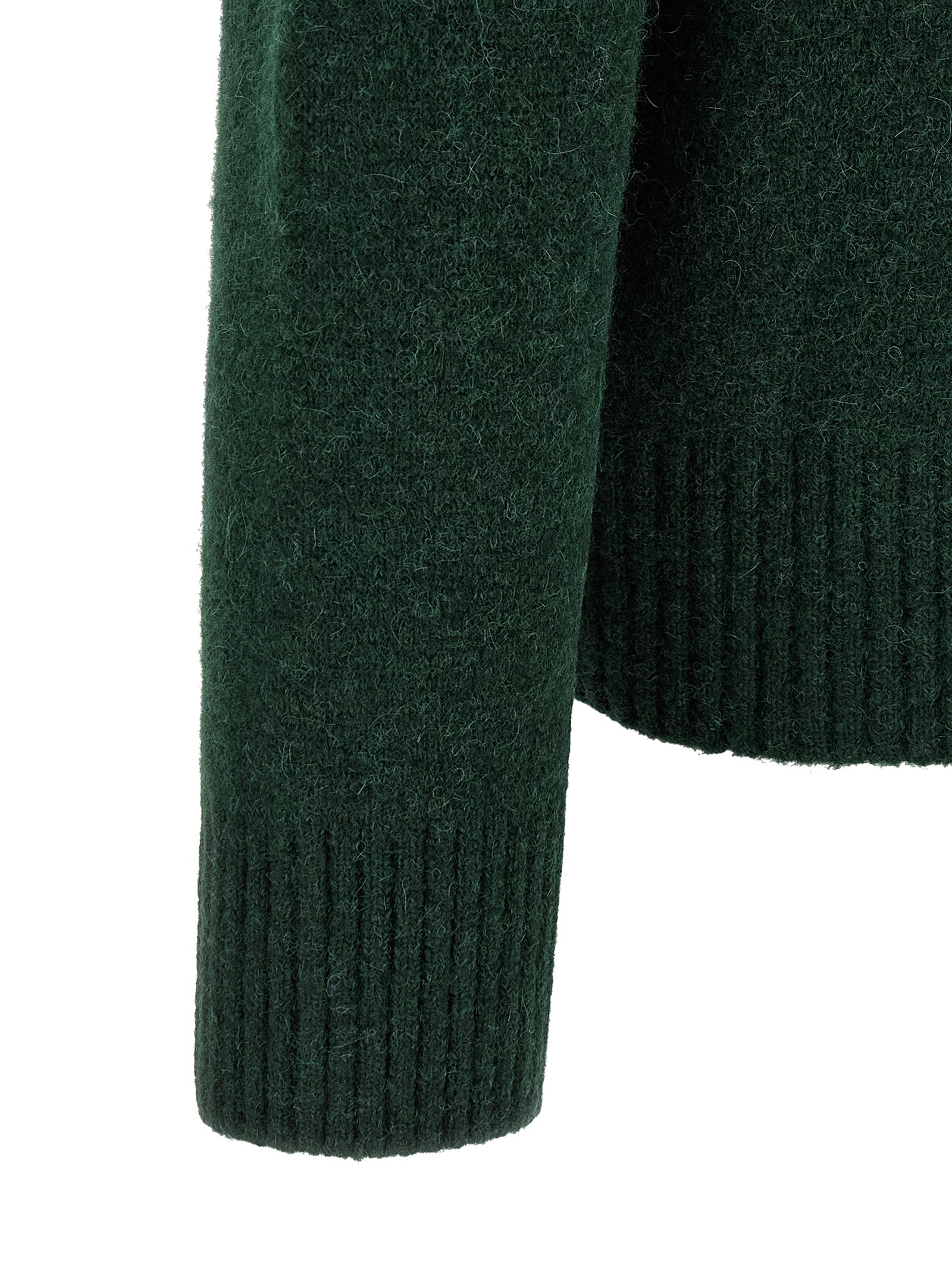 Ami Paris Zweifarbige Alpaka-Leder-Strickjacke