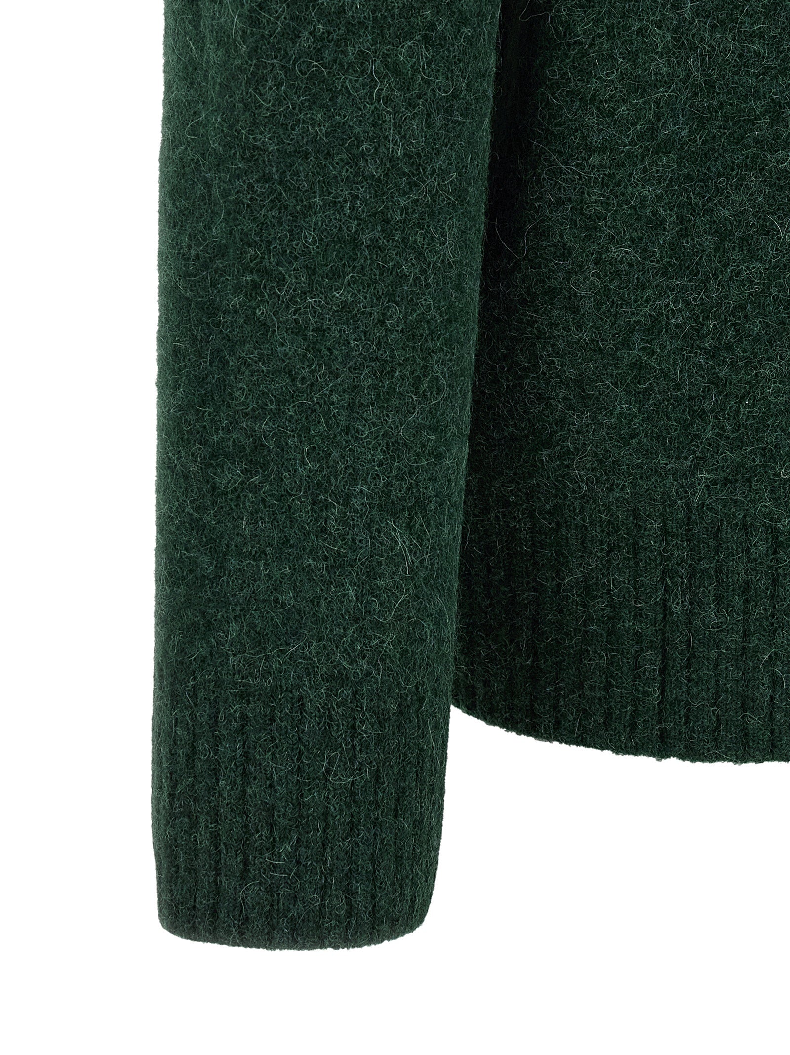 Ami Paris Zweifarbige Polo-Shirt aus Alpakawolle und Leder