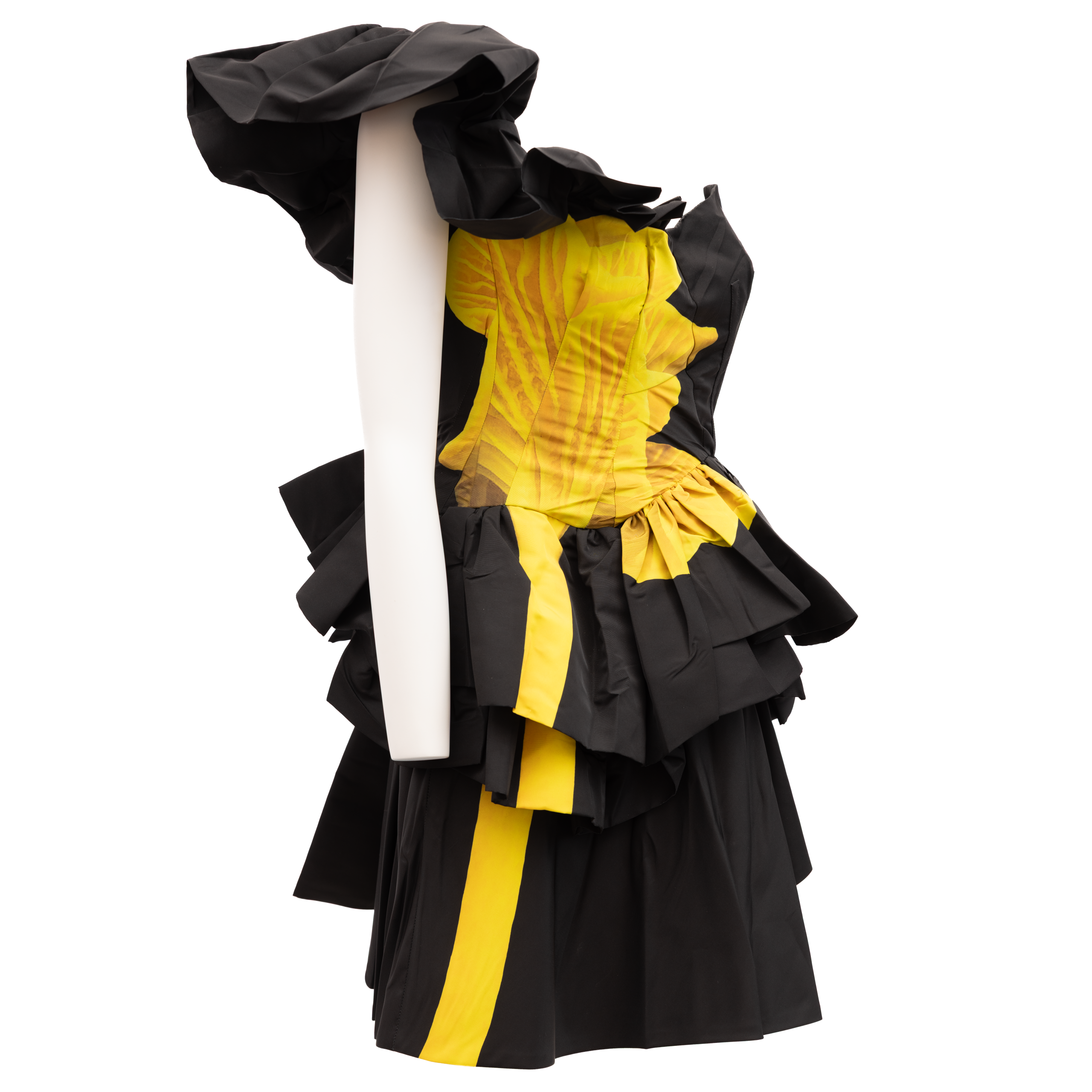 Alexander McQueen Schwarzes Kleid mit gelben Details