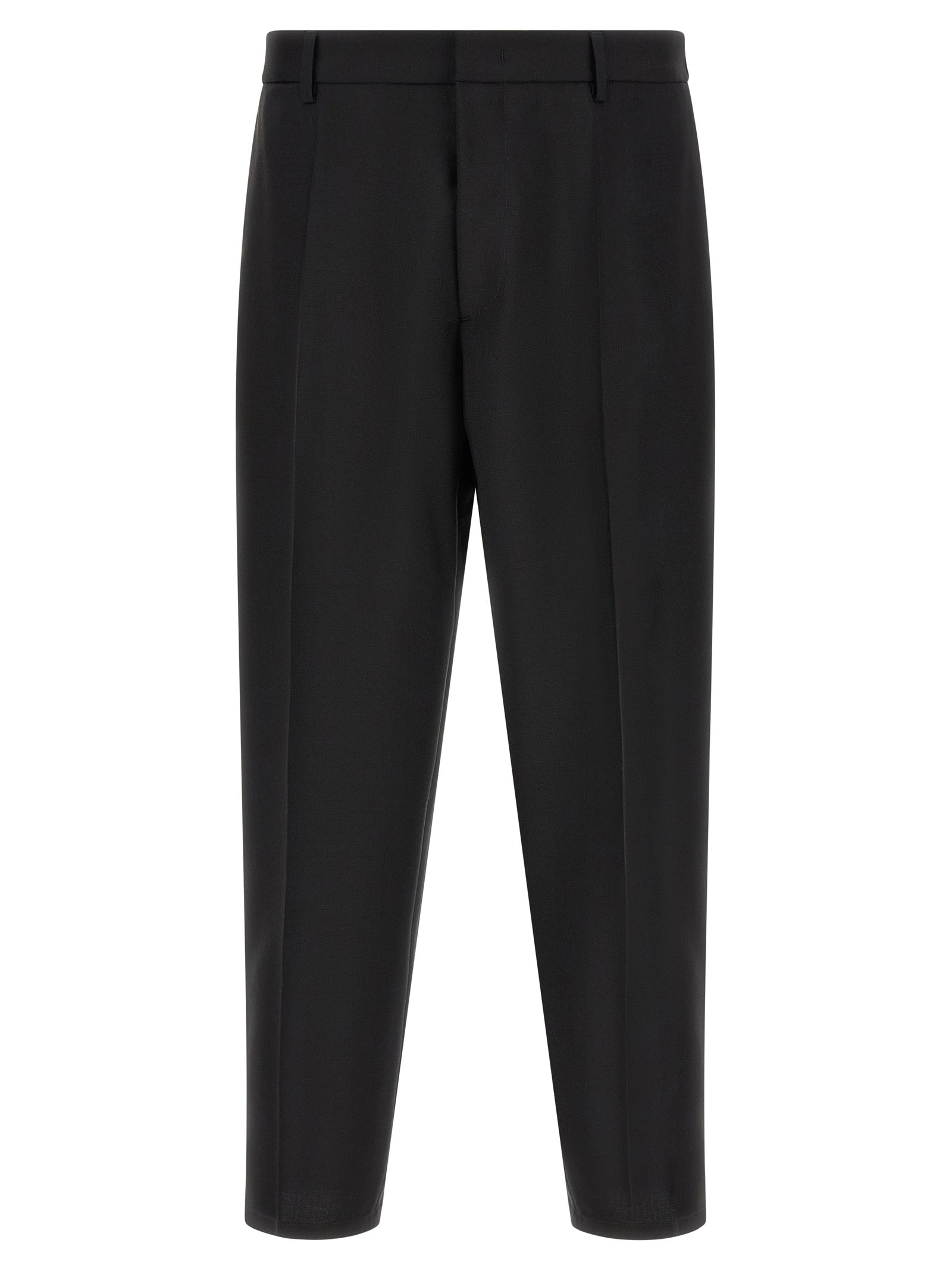 Jil Sander Schwarze Cropped Hose aus Schurwolle