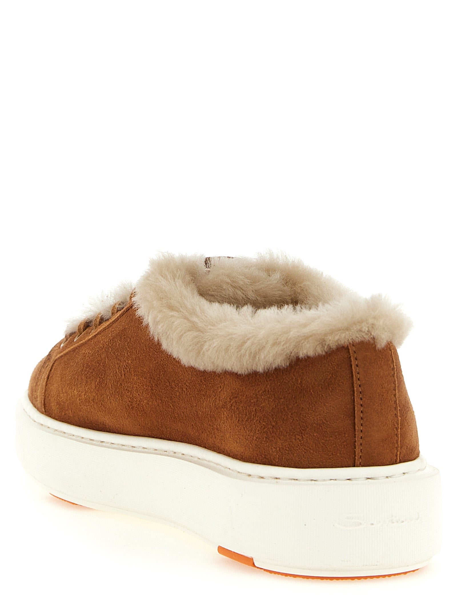 Santoni Braune Ziegenleder Low-Top-Sneaker