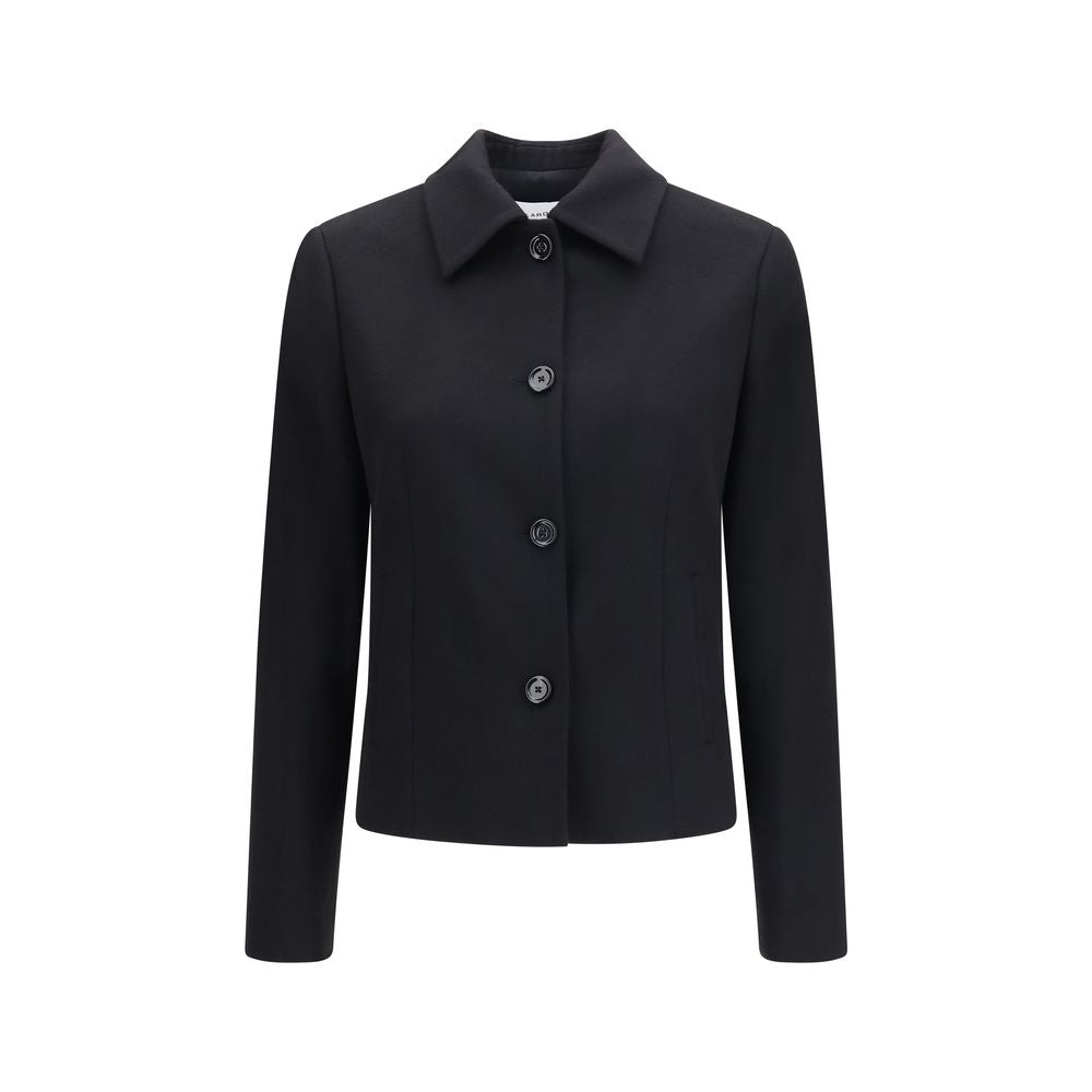 Lardini Schwarze Oves Aries Wolljacke in voller Länge