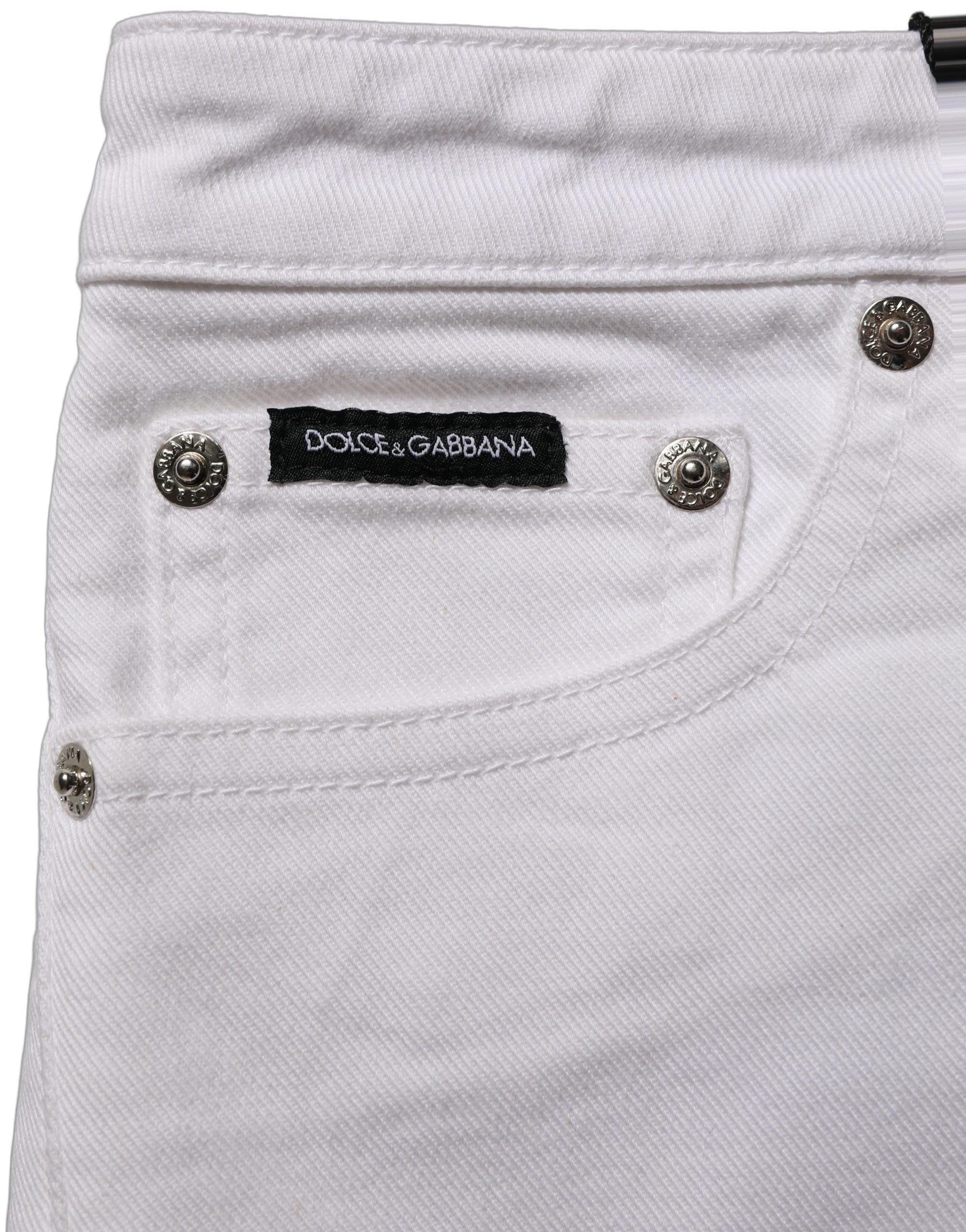 Dolce & Gabbana Weiße Low-Rise-Denim-Hotpants aus Baumwolle