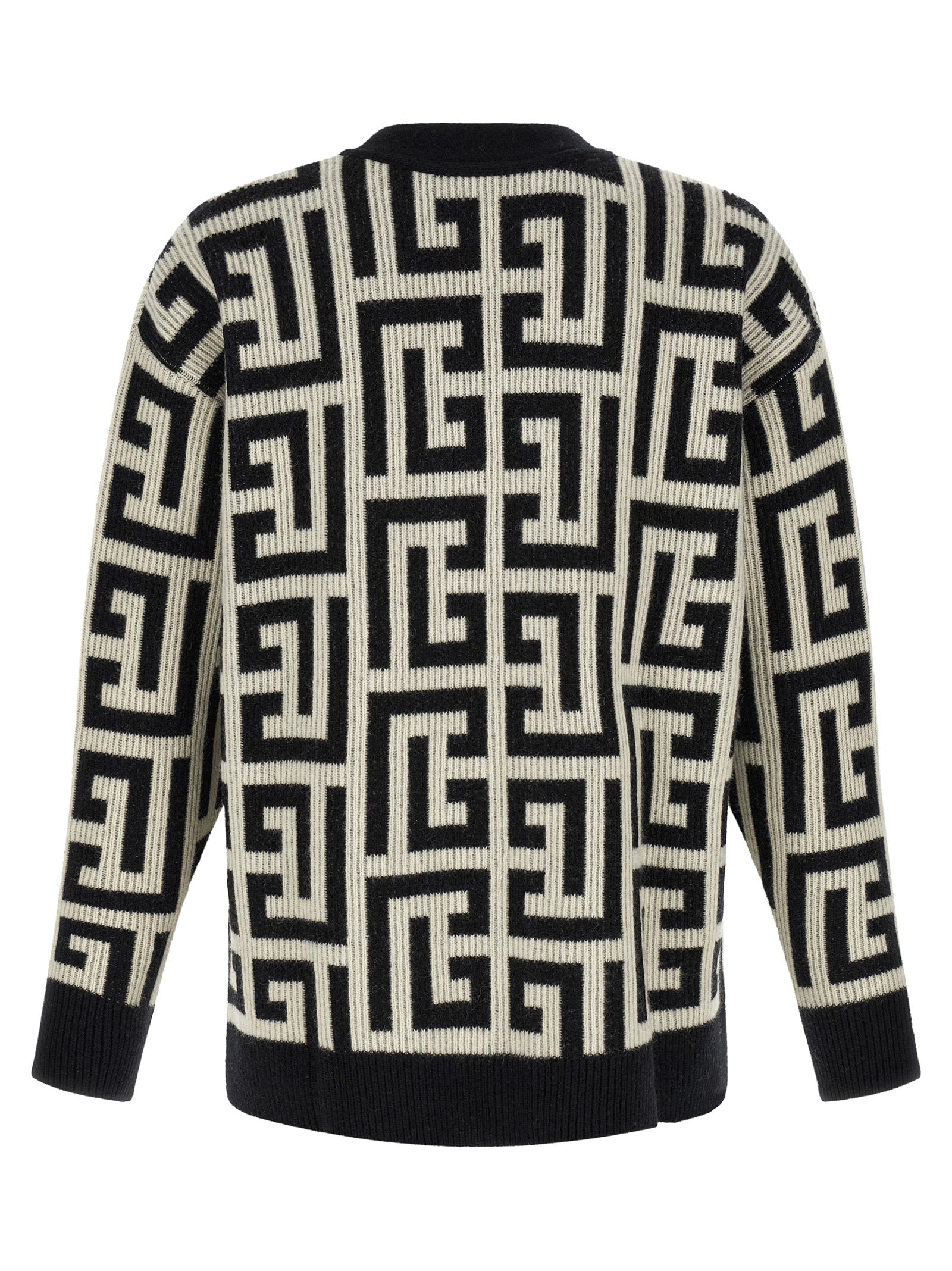 Balmain Zweifarbige Merinowoll-Strickjacke