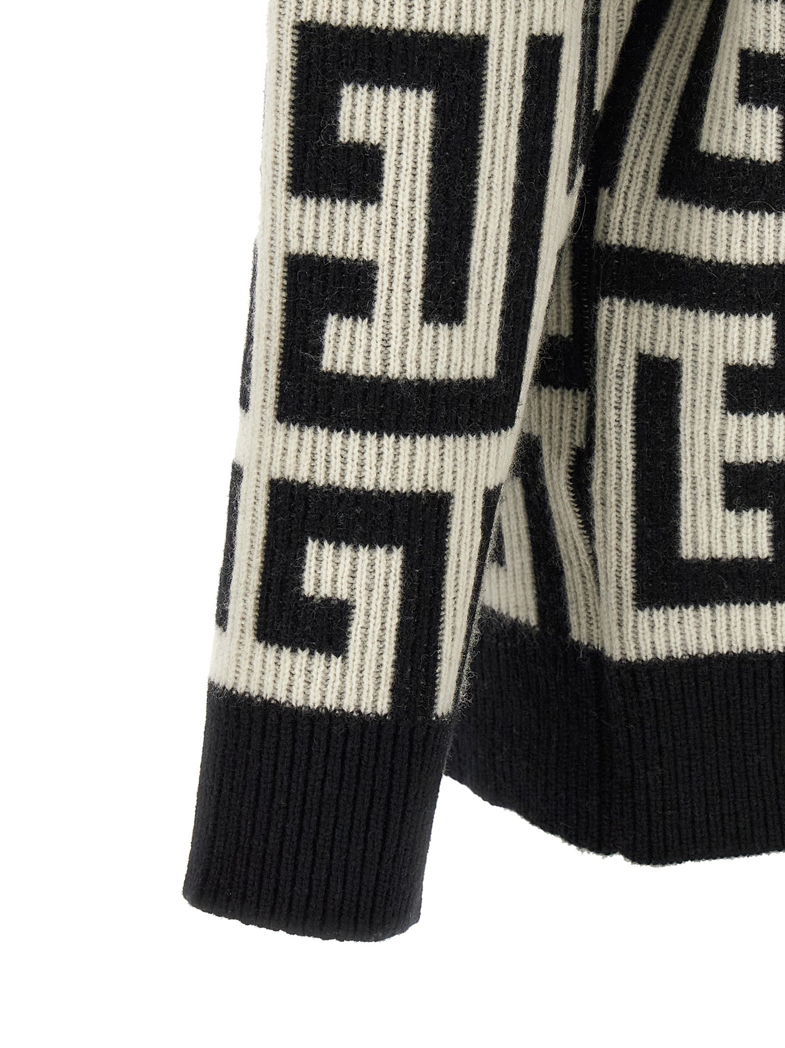 Balmain Zweifarbige Merinowoll-Strickjacke