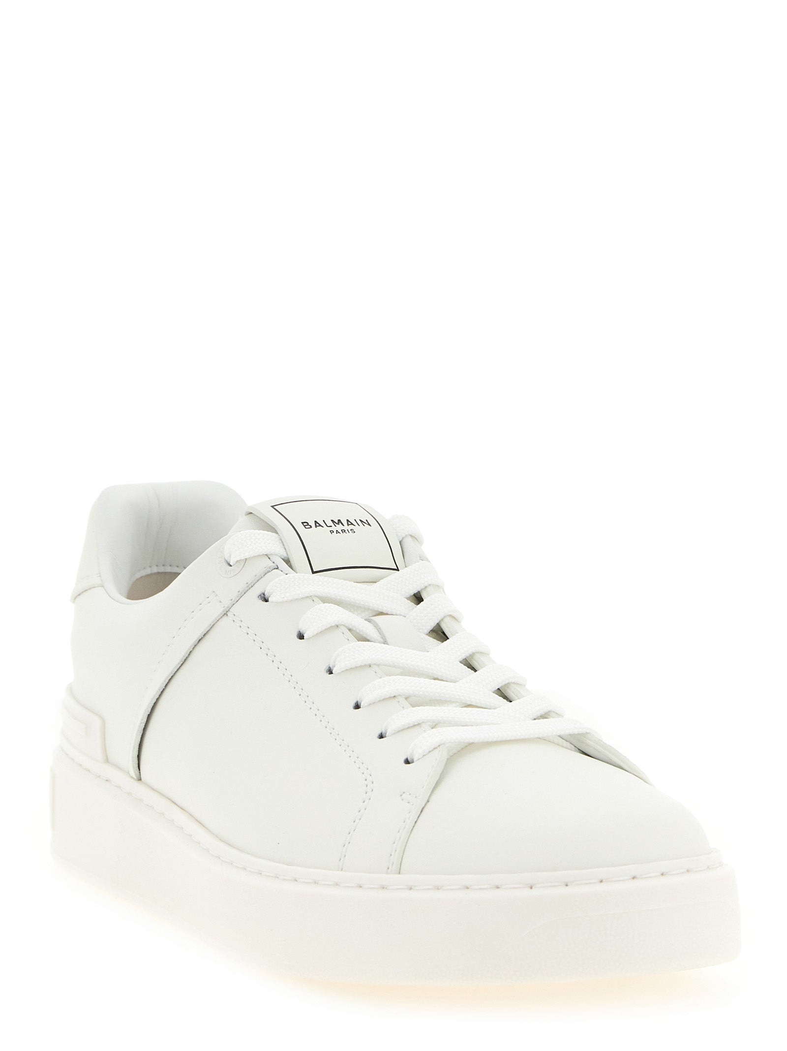 Balmain Weiße Kalbsleder Low-Top-Sneaker
