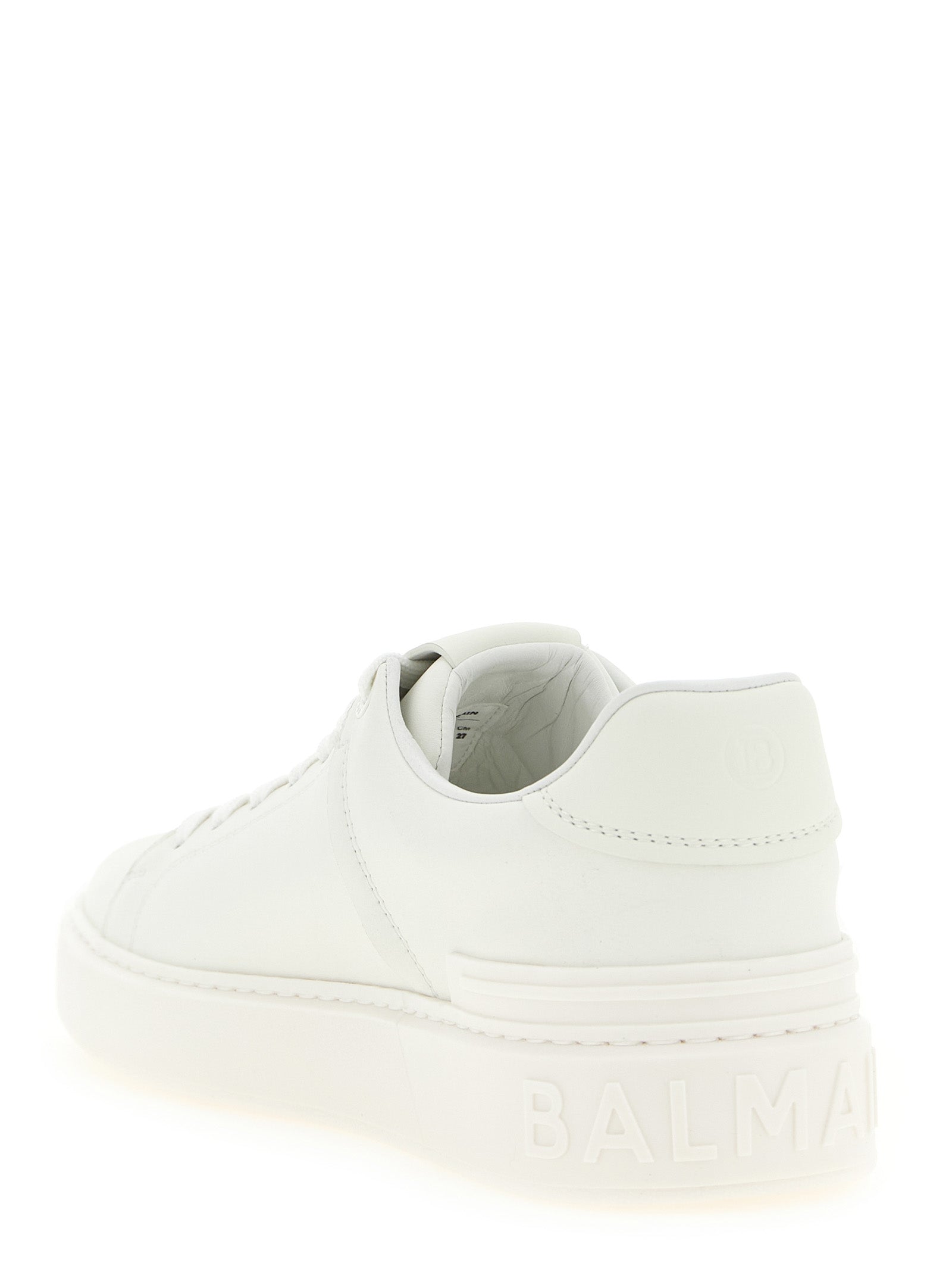 Balmain Weiße Kalbsleder Low-Top-Sneaker