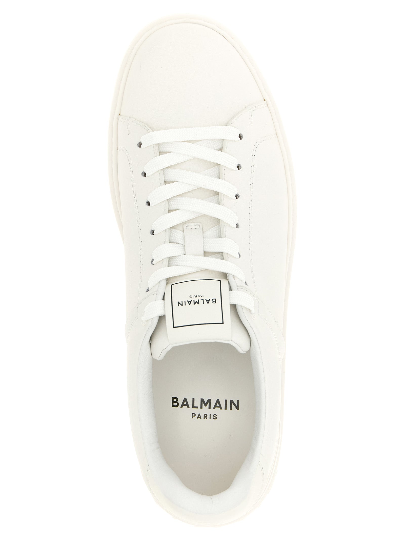 Balmain Weiße Kalbsleder Low-Top-Sneaker
