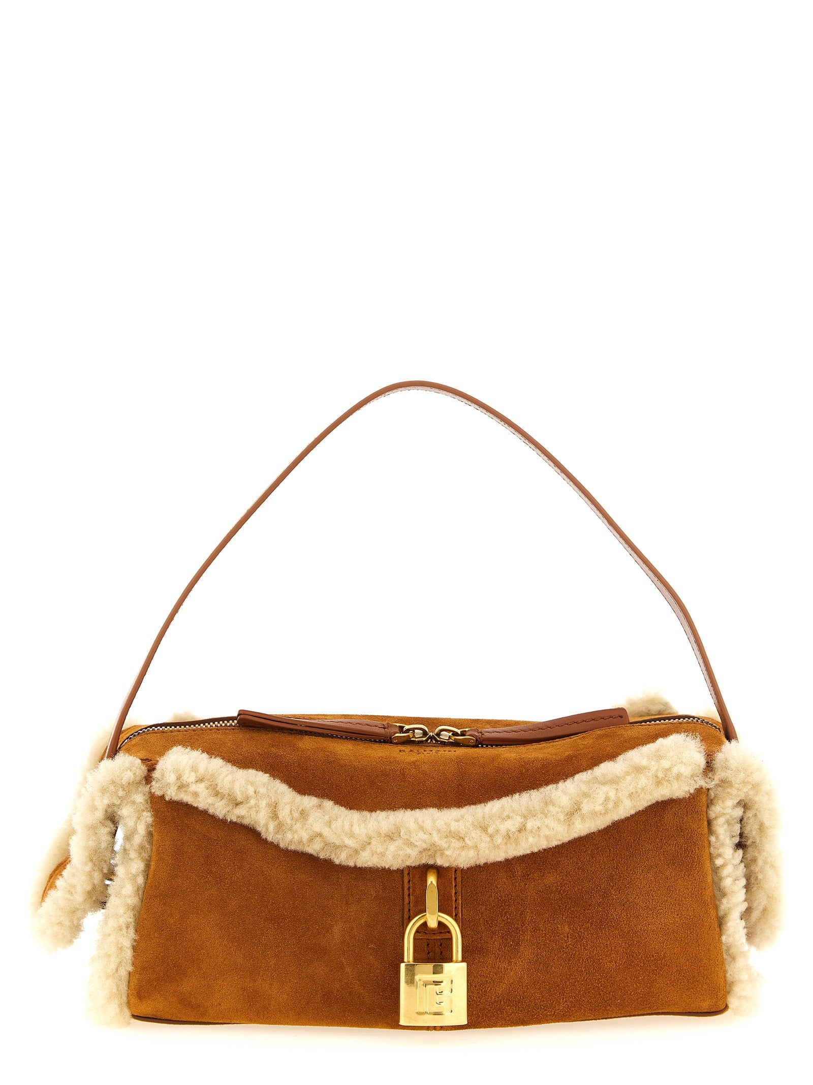 Balmain Braunes Kalbsleder Damen Crossbody Tasche