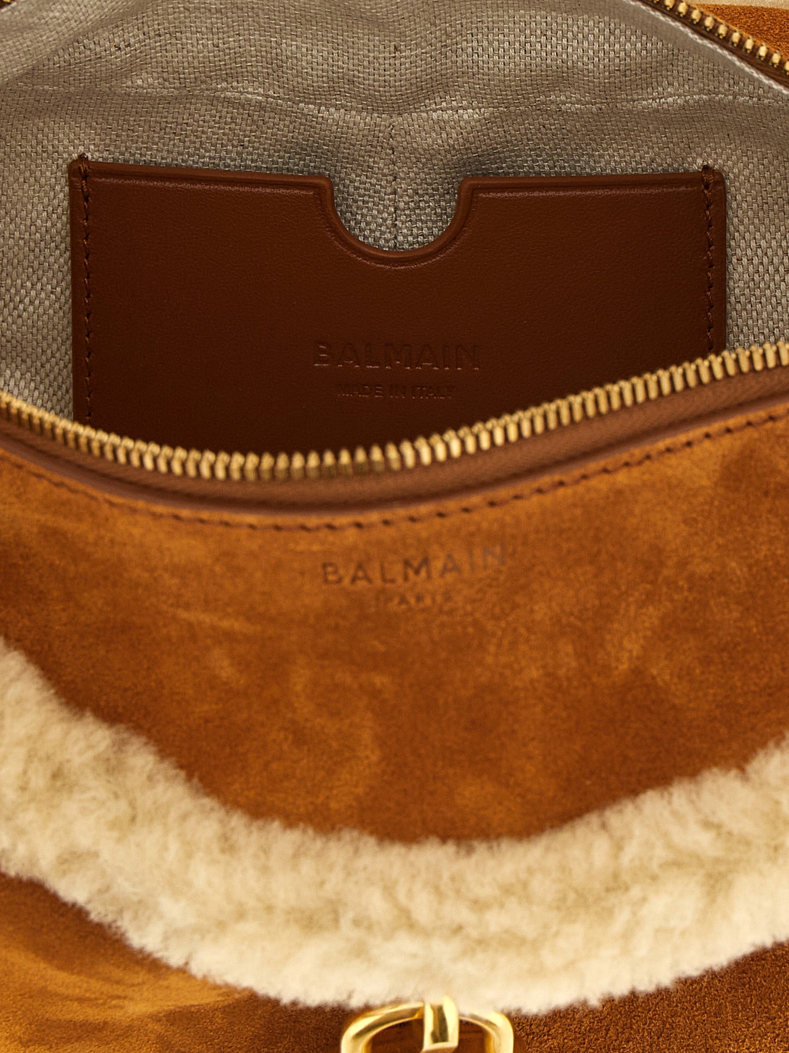 Balmain Braunes Kalbsleder Damen Crossbody Tasche