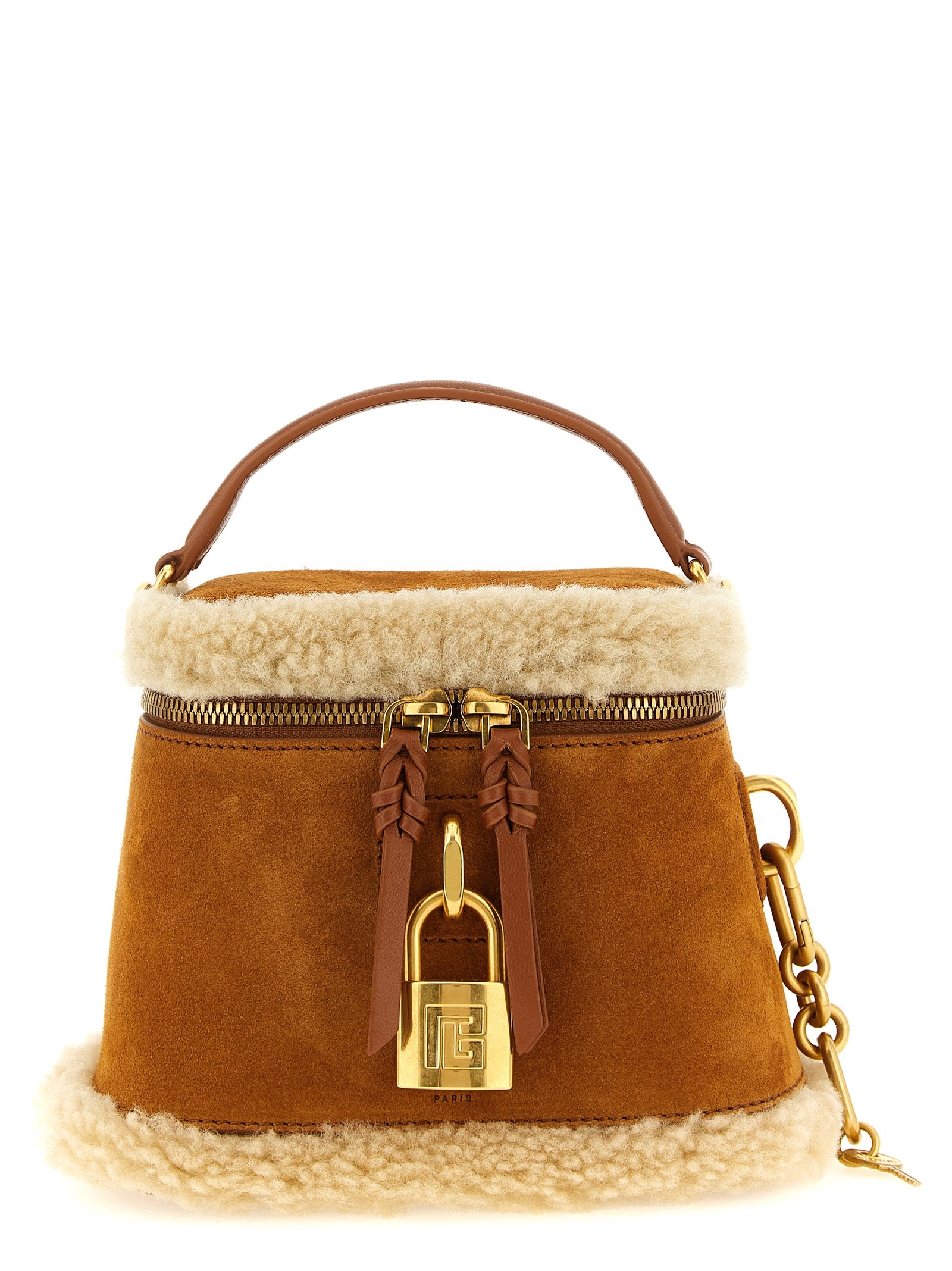 Balmain Braune Kalbsleder-Handtasche