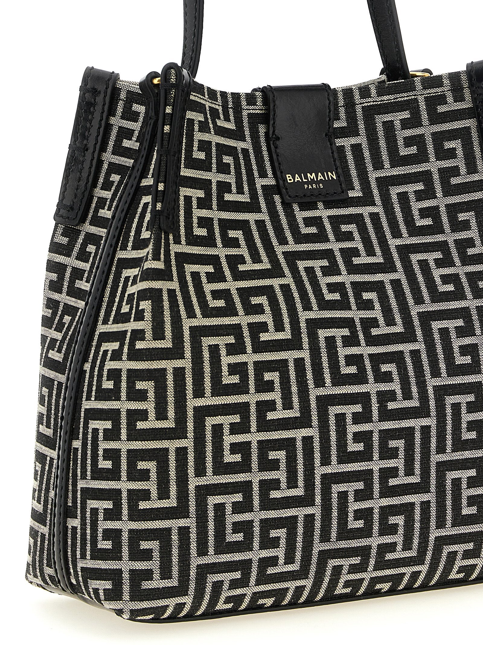 Balmain Zweifarbige Schultertasche aus Baumwolle