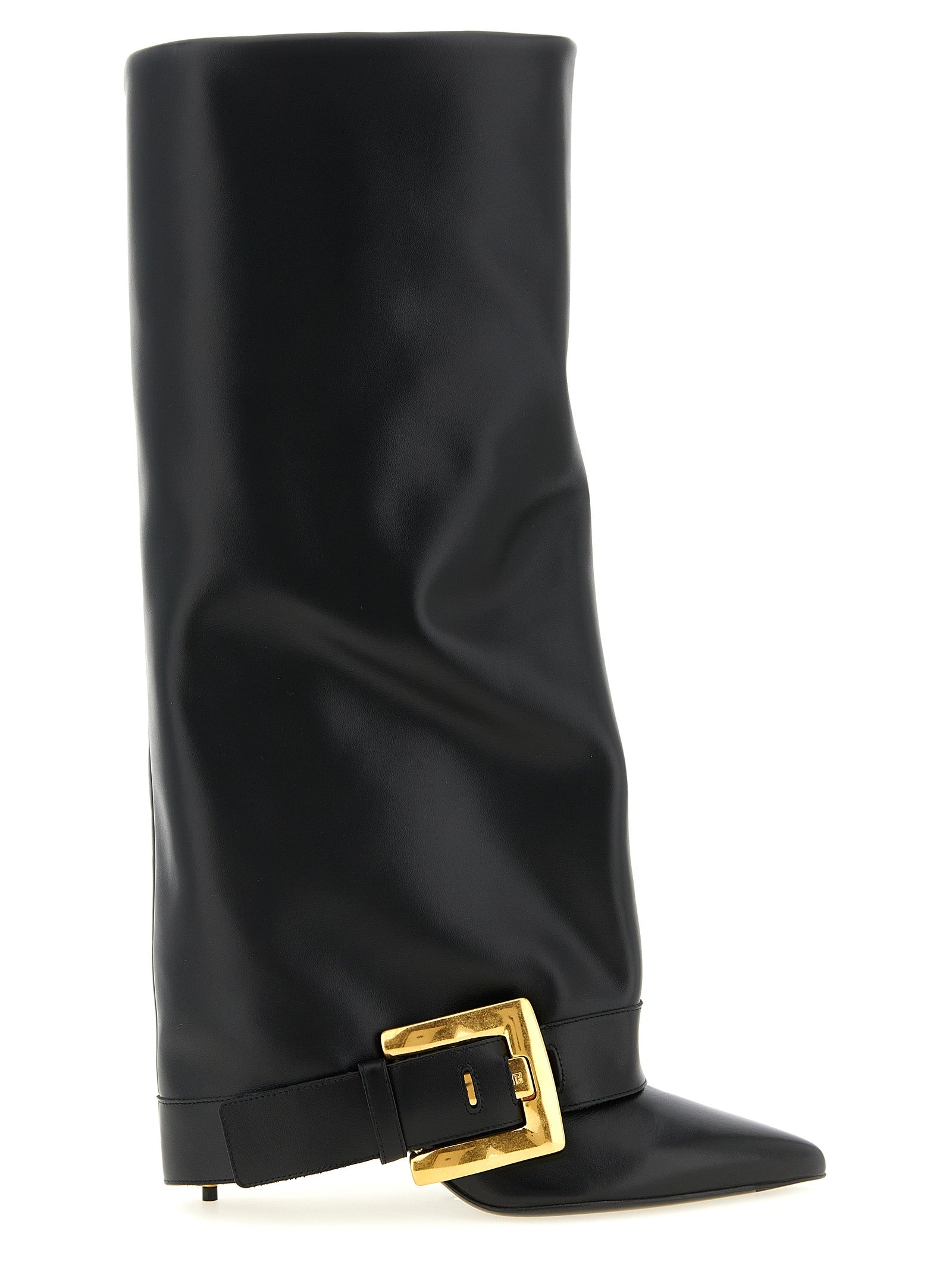 Balmain Schwarzes Kalbsleder Over-the-Knee