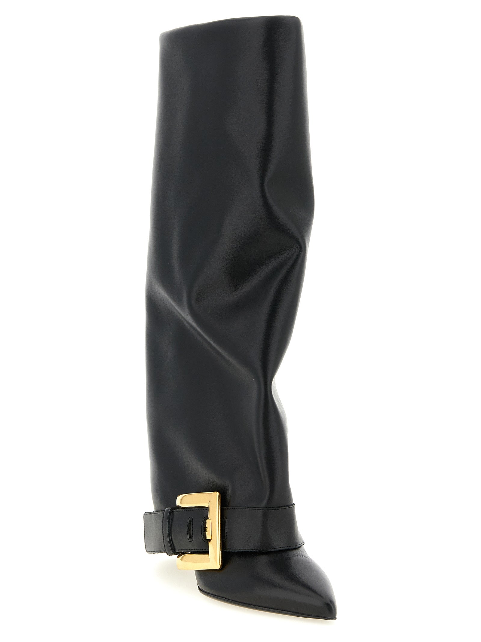 Balmain Schwarzes Kalbsleder Over-the-Knee