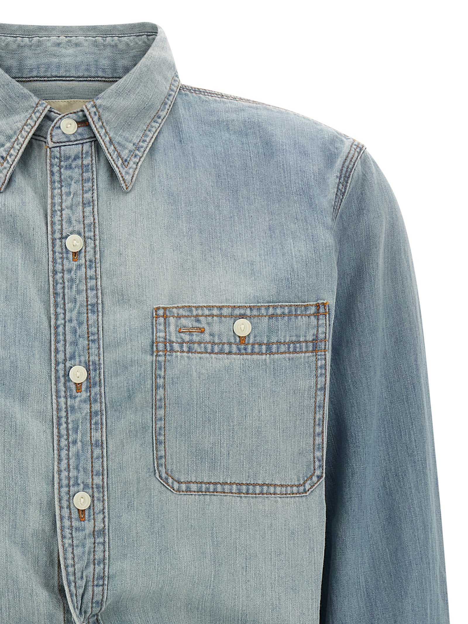 R13 Blaue Baumwollbluse