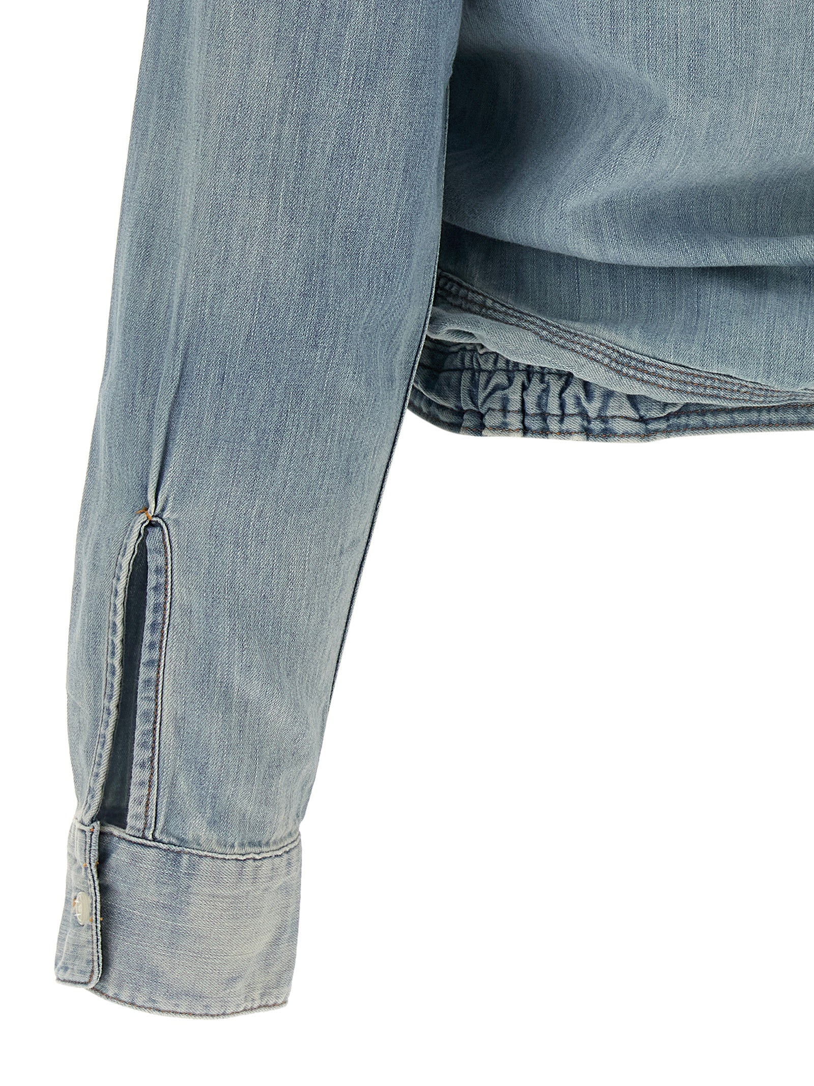 R13 Blaue Baumwollbluse