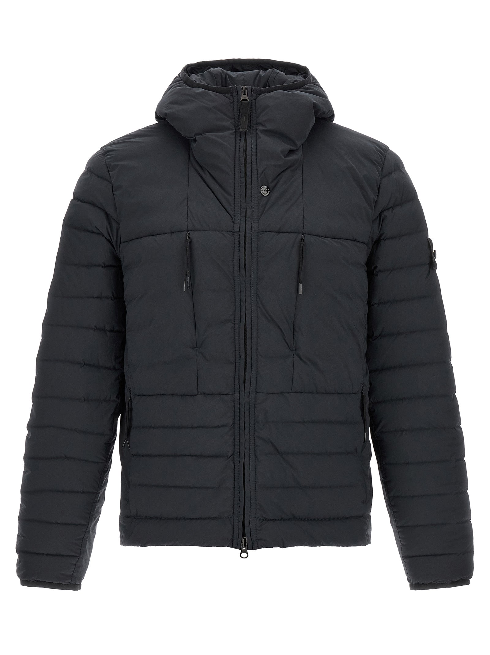 Stone Island Blaue Polyamid-Jacke in voller Länge
