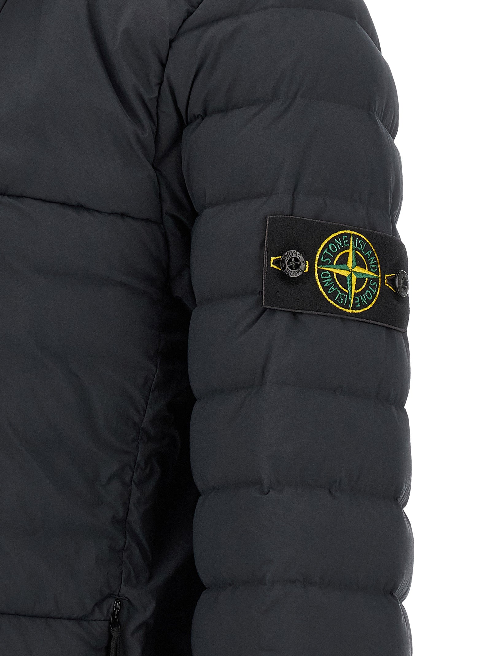 Stone Island Blaue Polyamid-Jacke in voller Länge