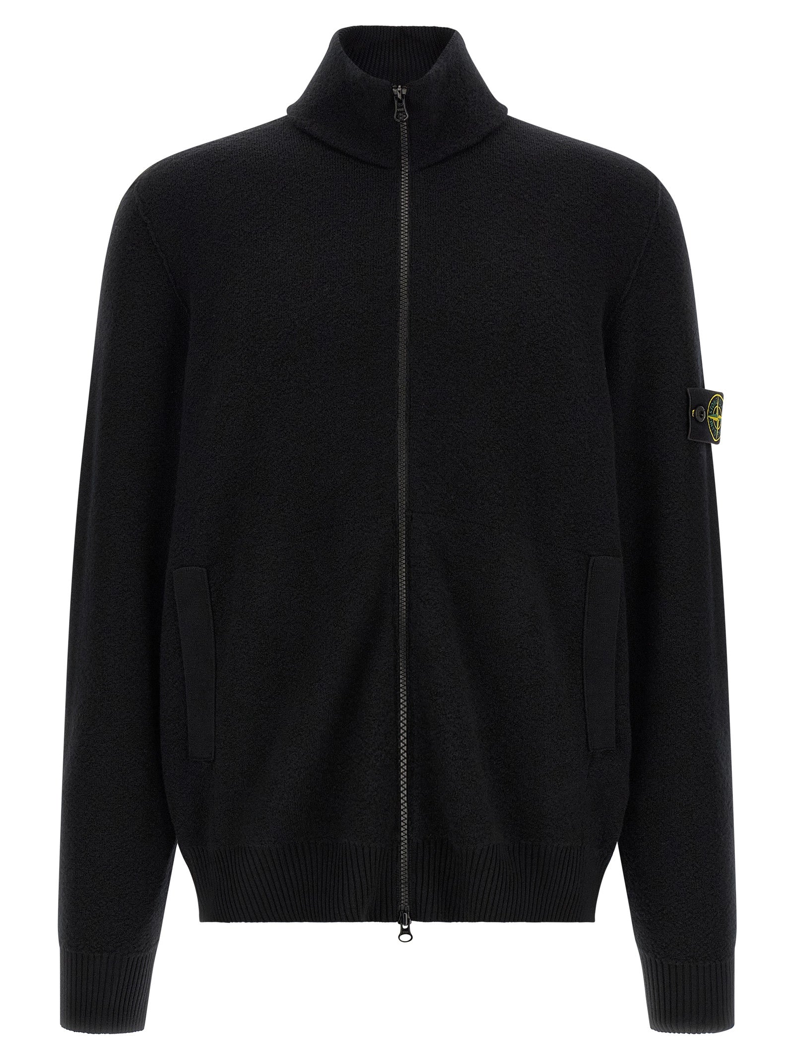 Stone Island Schwarzer Cardigan aus Schurwolle