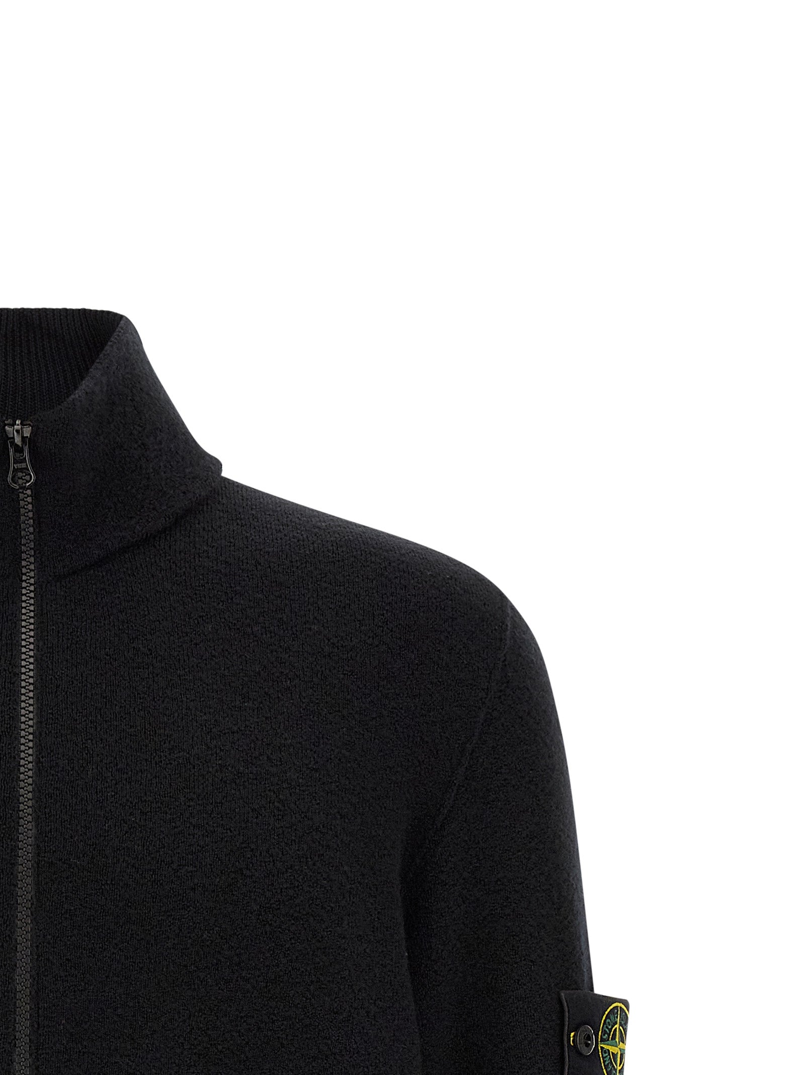 Stone Island Schwarzer Cardigan aus Schurwolle