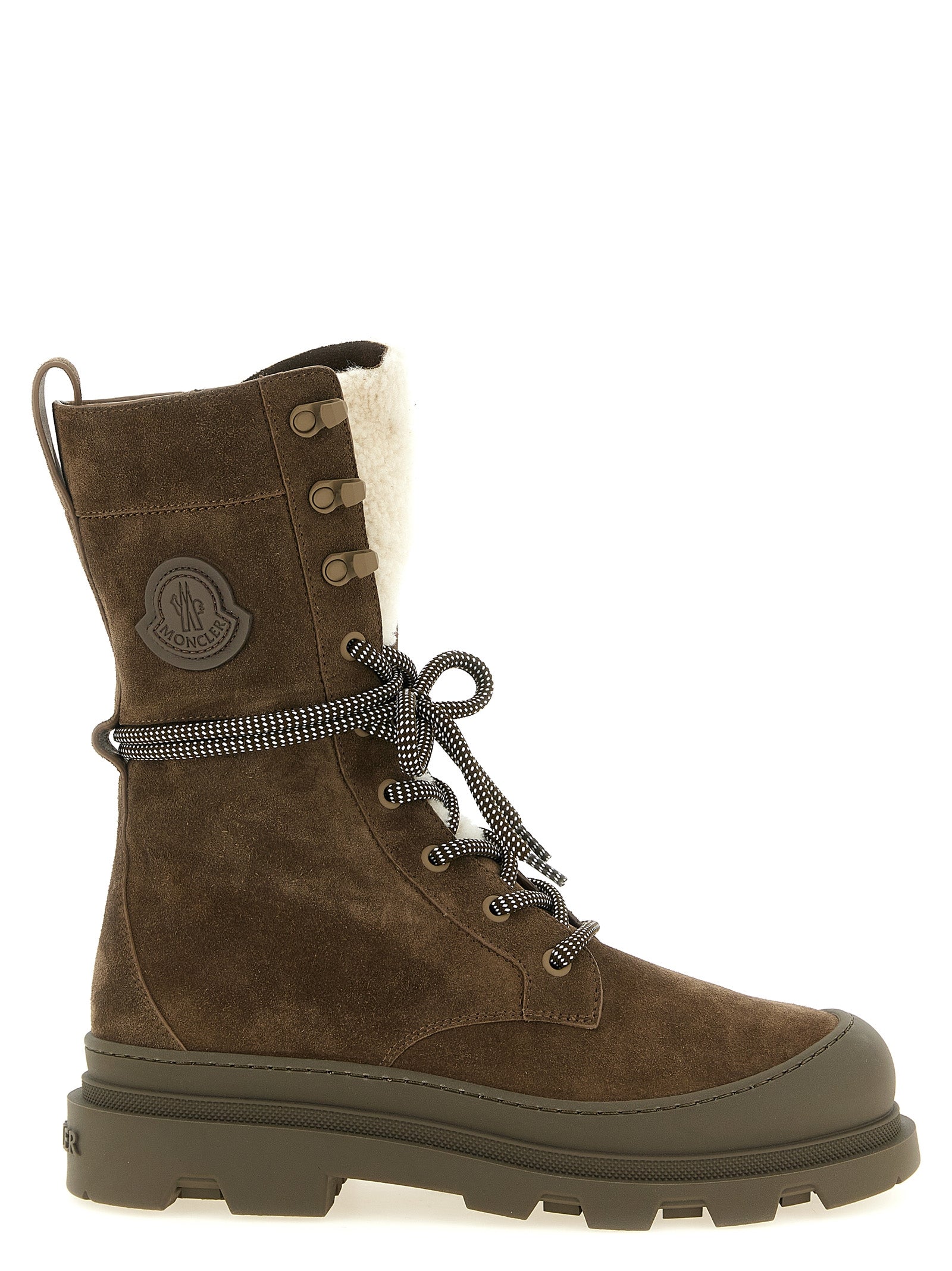 Moncler Braune Leder-Schnürstiefel