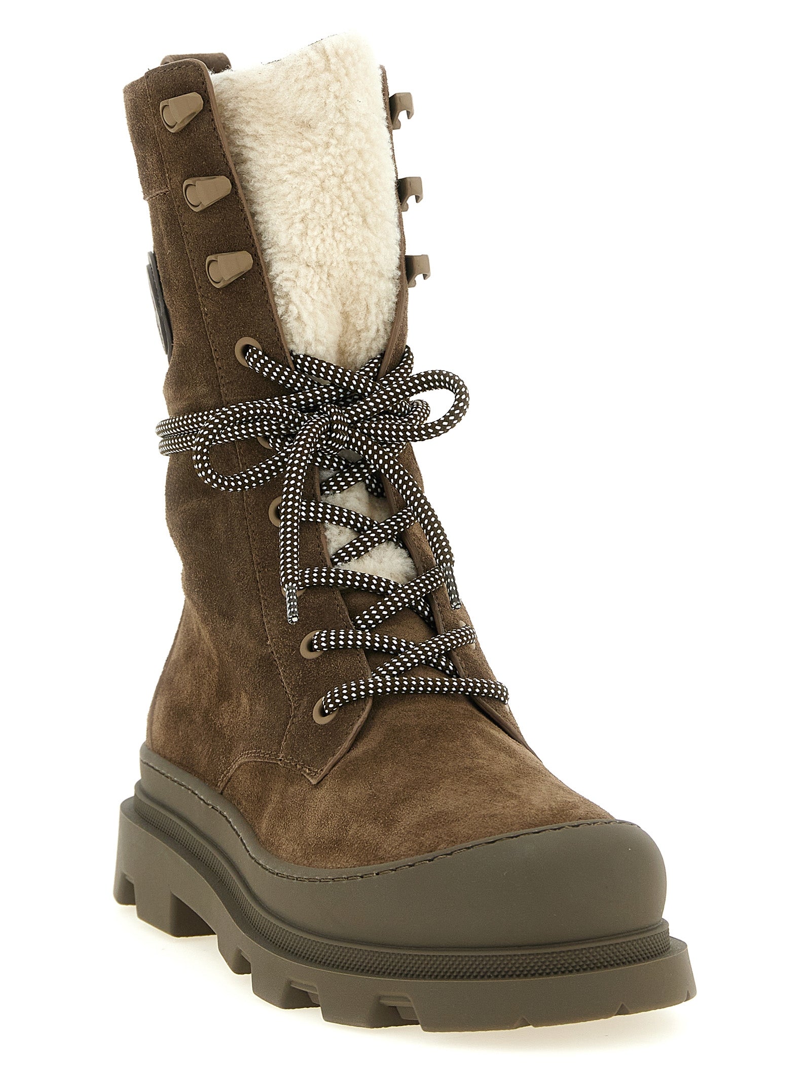 Moncler Braune Leder-Schnürstiefel