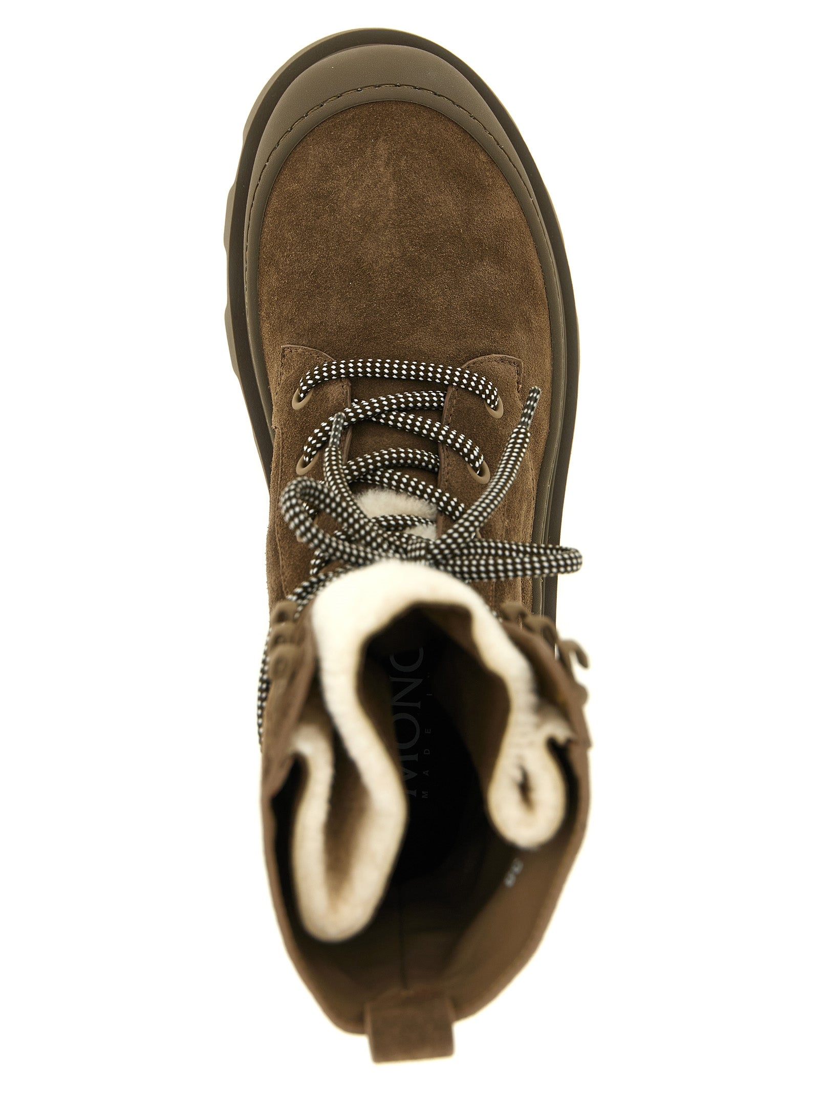 Moncler Braune Leder-Schnürstiefel