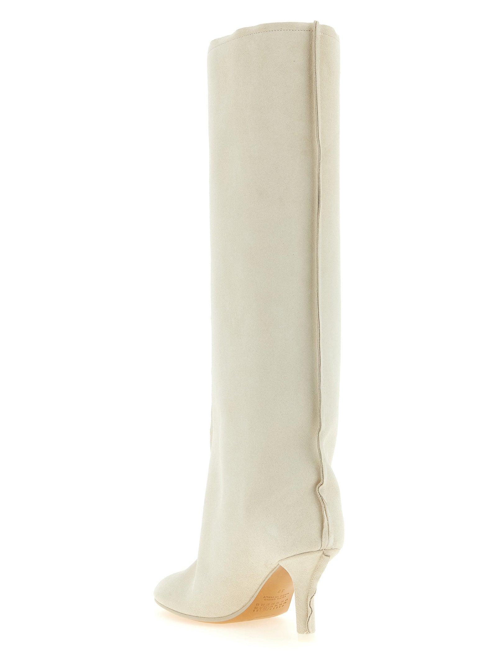 MM6 Maison Margiela Weiße Kniehohe Stiefel aus Rindsleder