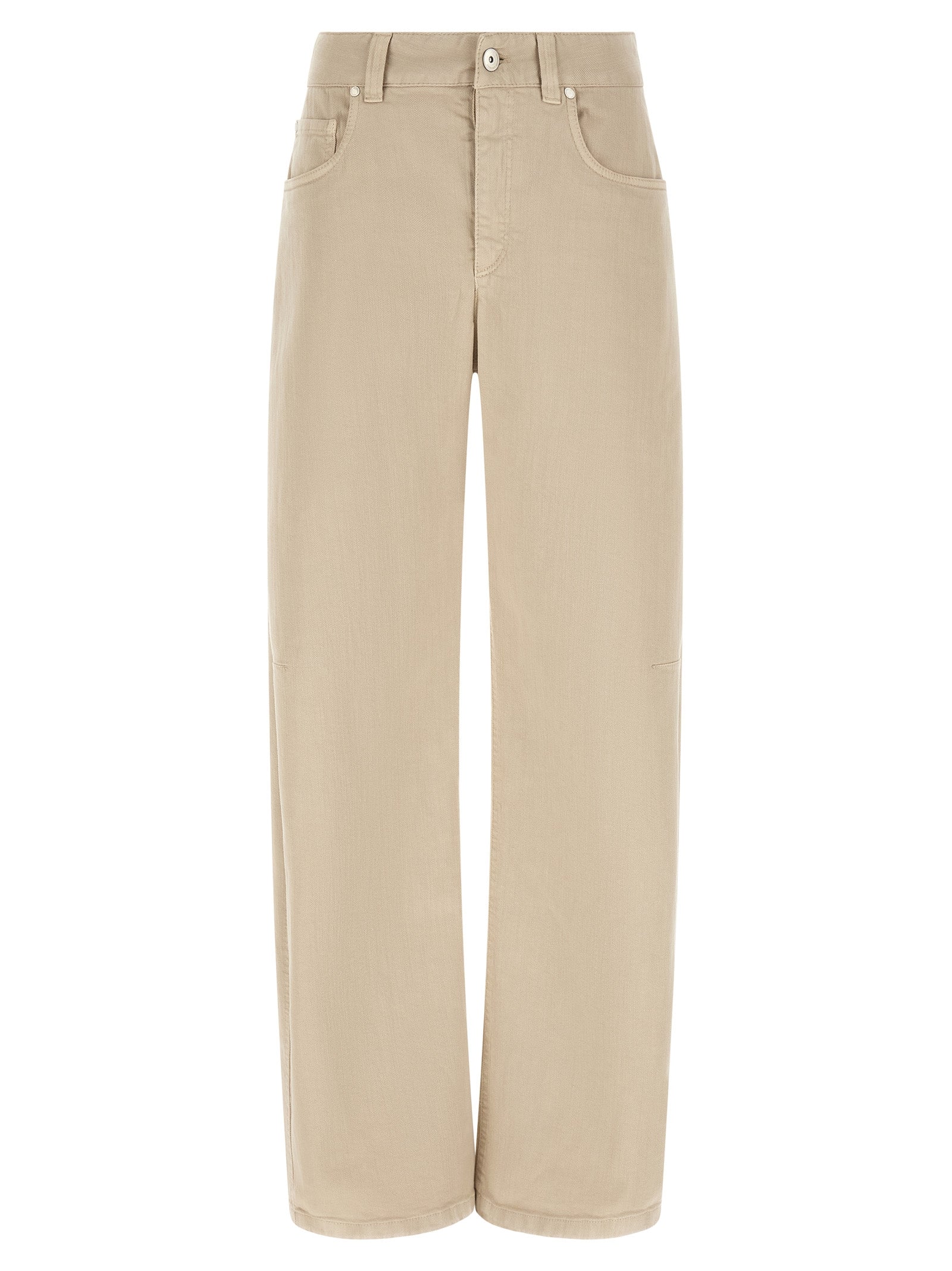 Brunello Cucinelli Beige Baumwoll Jeans im Relaxed Fit