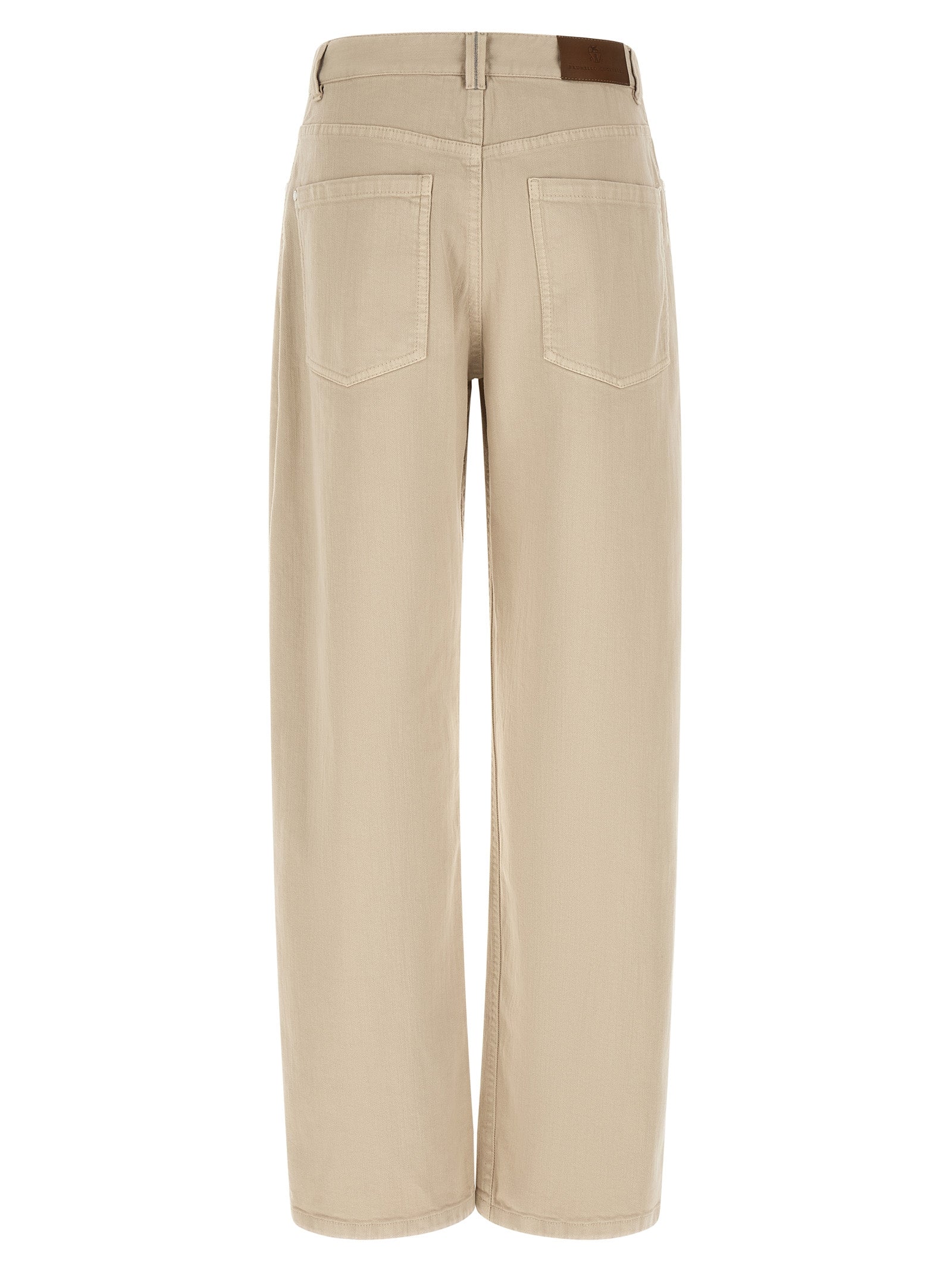 Brunello Cucinelli Beige Baumwoll Jeans im Relaxed Fit