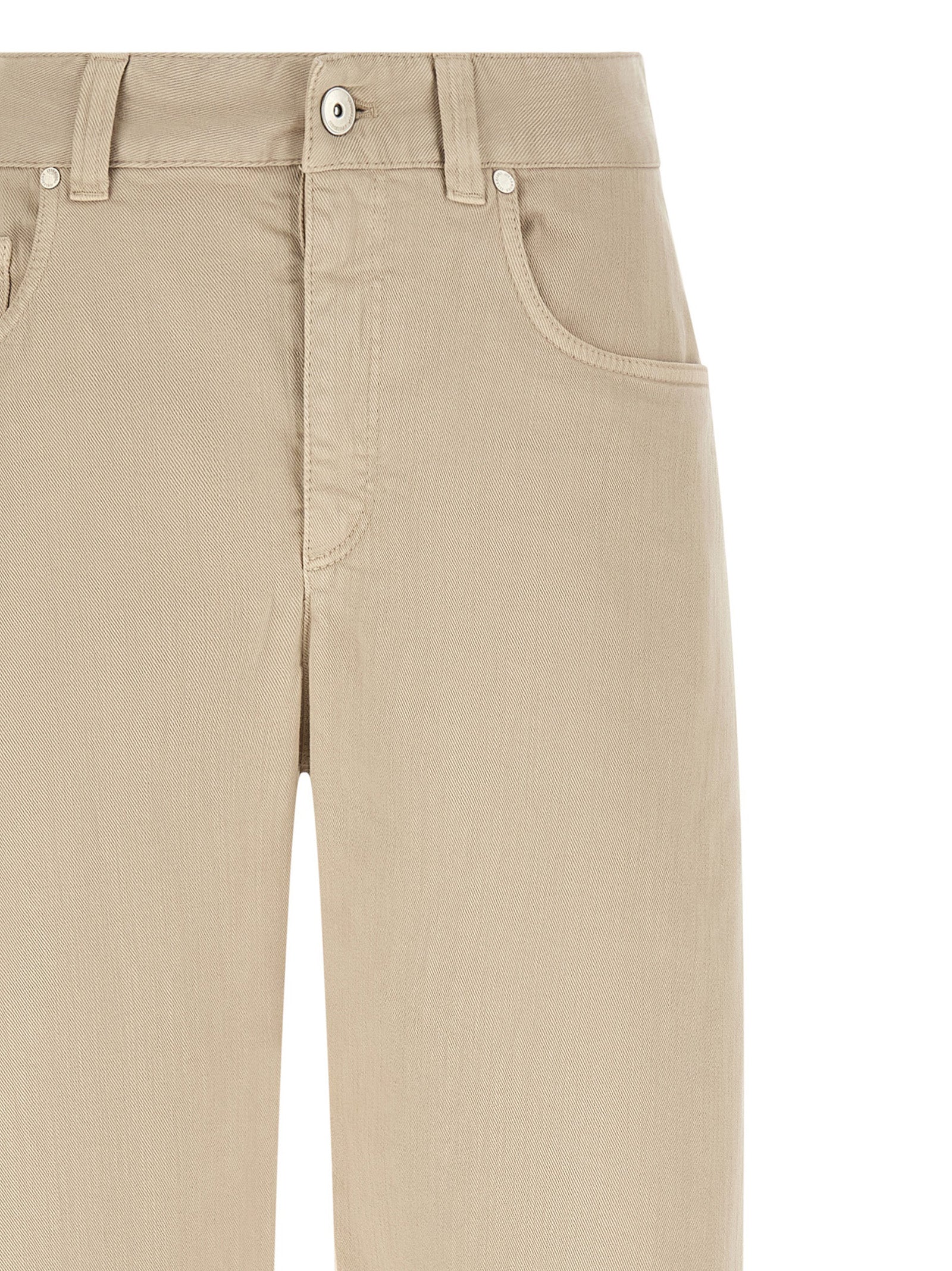 Brunello Cucinelli Beige Baumwoll Jeans im Relaxed Fit