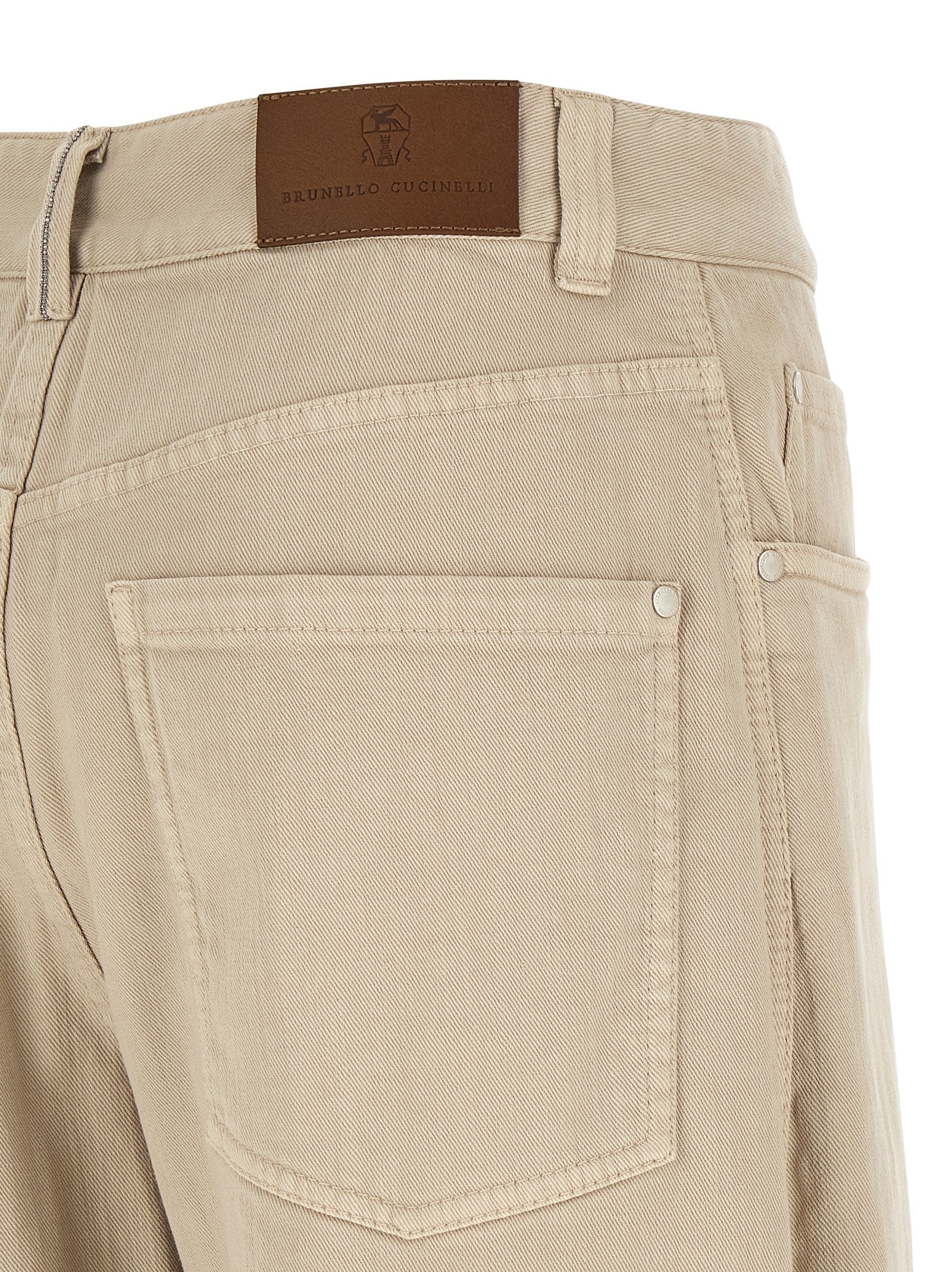 Brunello Cucinelli Beige Baumwoll Jeans im Relaxed Fit
