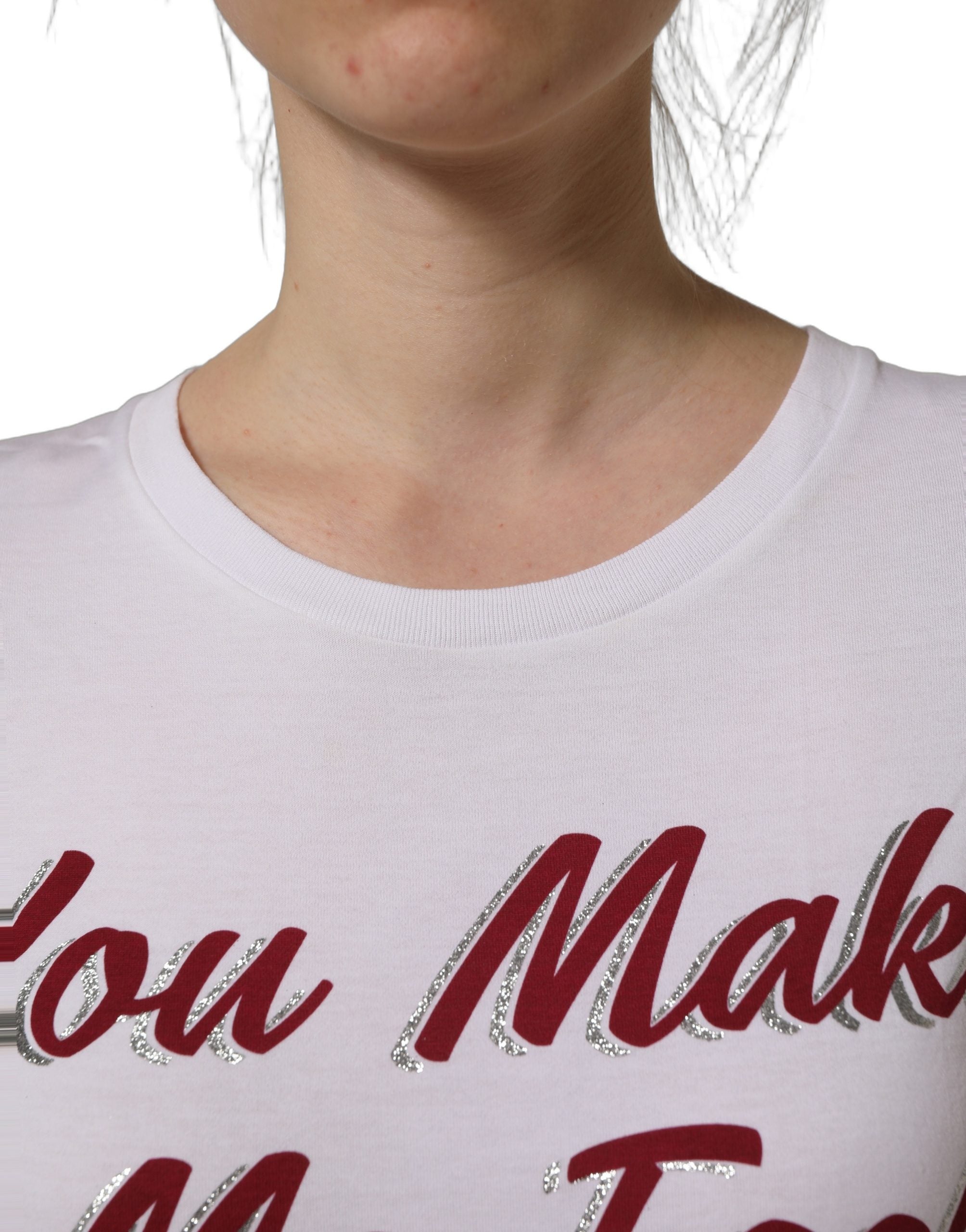 Dolce & Gabbana Weißes Baumwoll-T-Shirt mit Grafikdruck und Rundhalsausschnitt