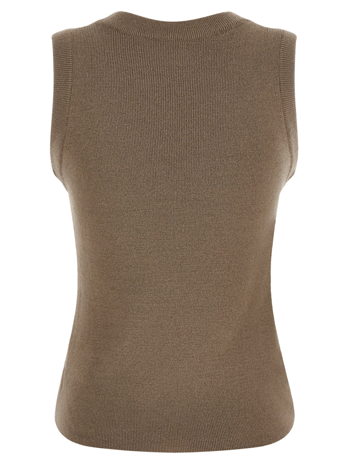 Giuseppe Di Morabito Ärmelloses T-Shirt aus reiner Schurwolle in Beige