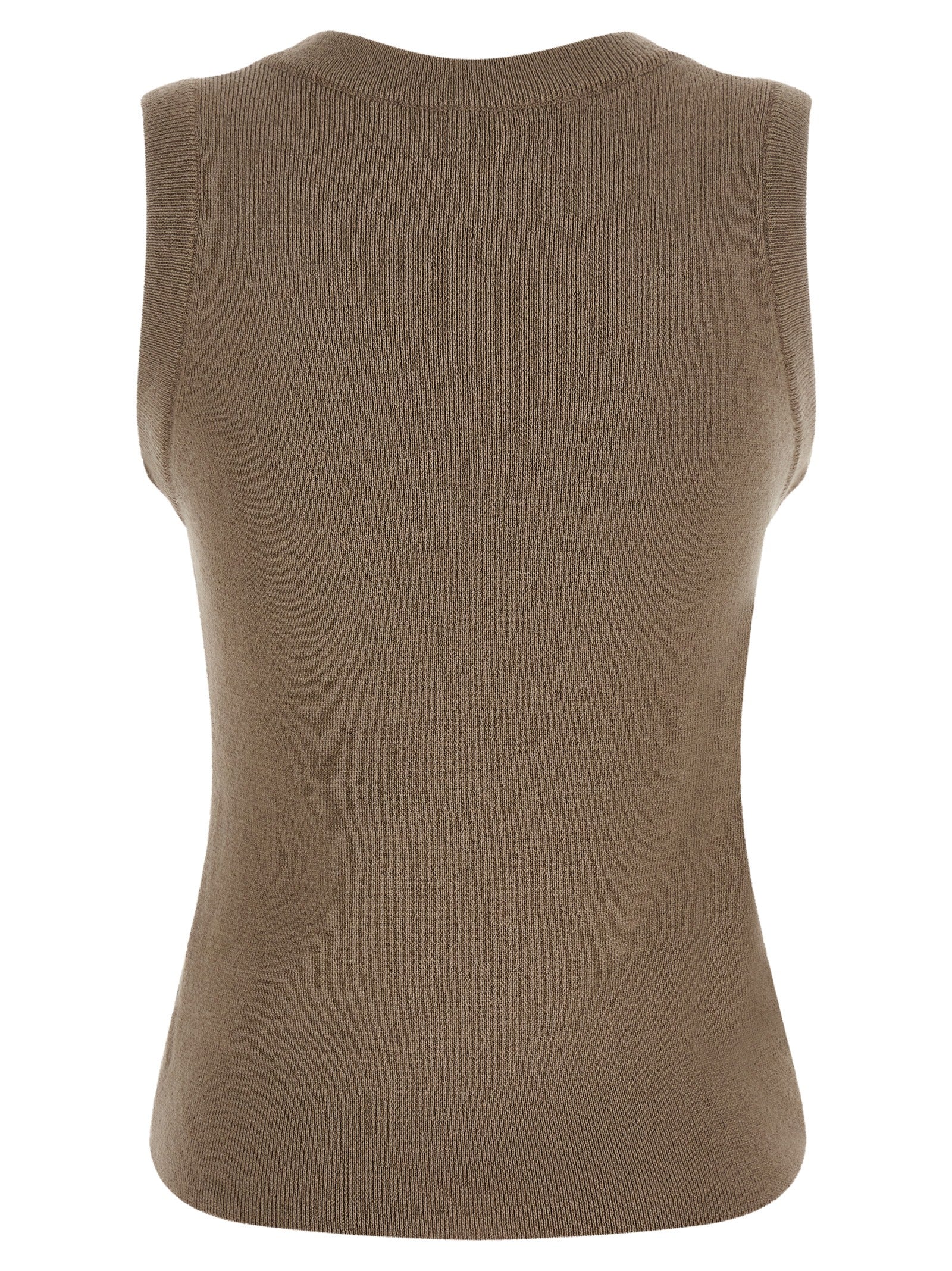 Giuseppe Di Morabito Ärmelloses T-Shirt aus reiner Schurwolle in Beige
