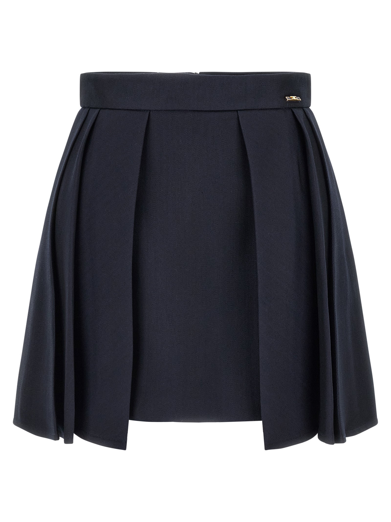 Elisabetta Franchi Langer Rock aus blauer Schurwolle